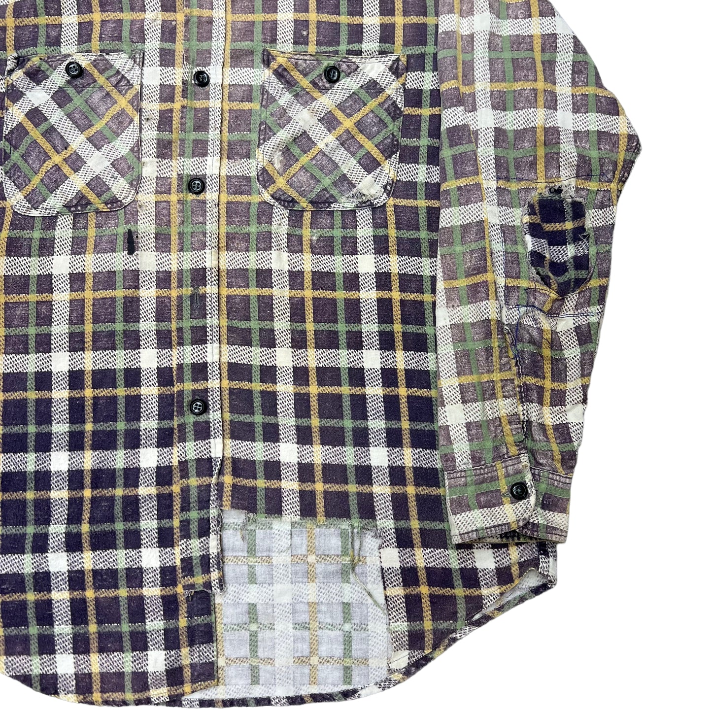 1950s Pennys distressed plaid cotton shirt flannel (M)