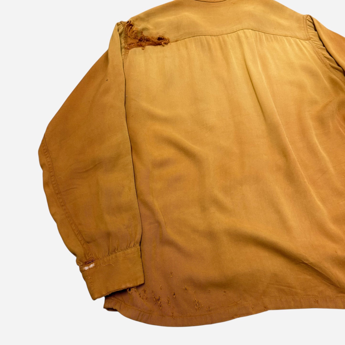 1950s Orange sun faded rayon loop collar shirt (L)