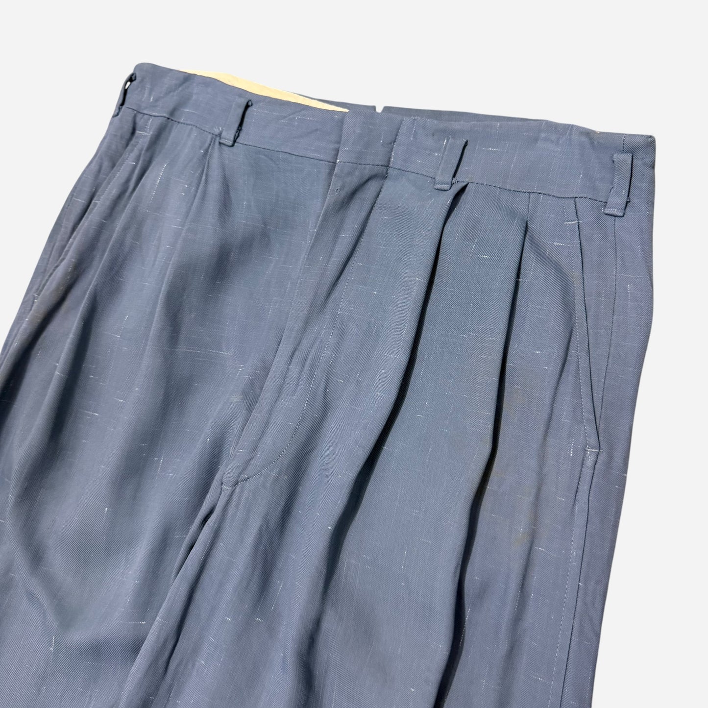1950s Light blue rayon fleck pattern pleated pants (32w)