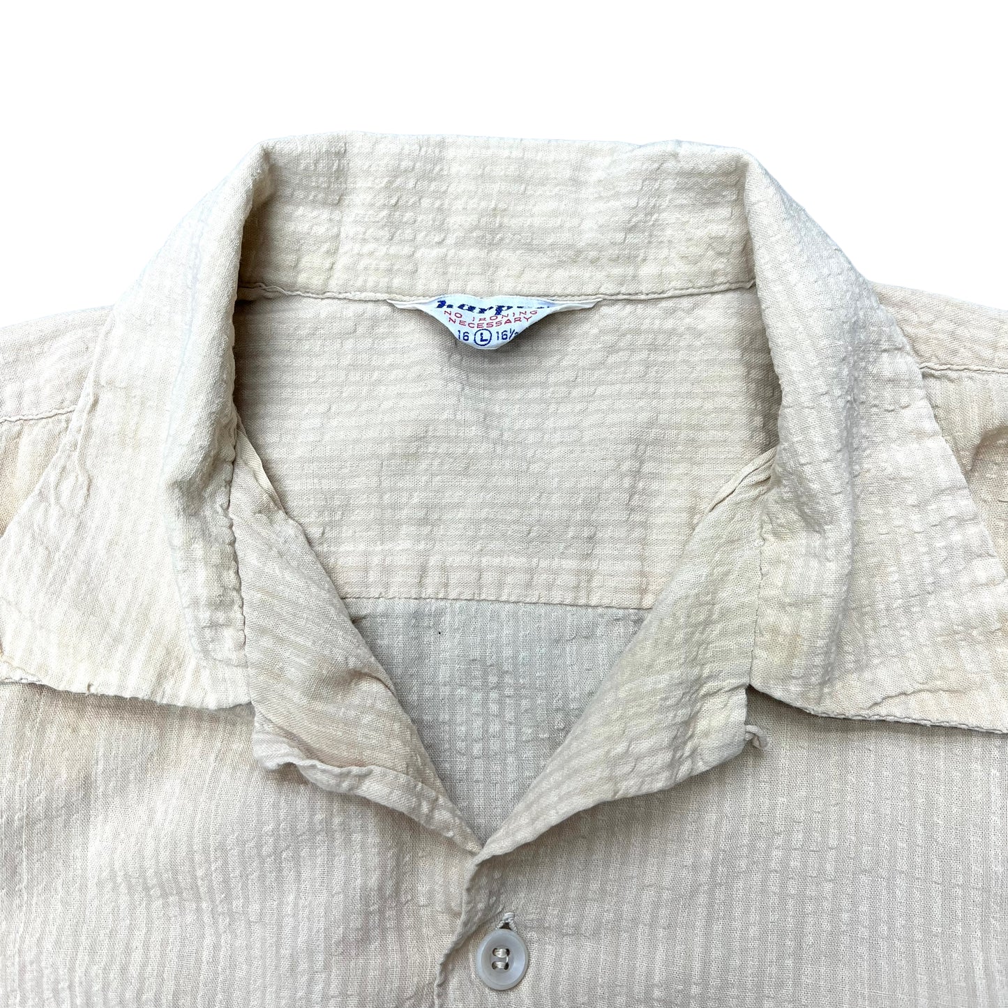 1950s Harper off-white seersucker loop collar shirt (L)