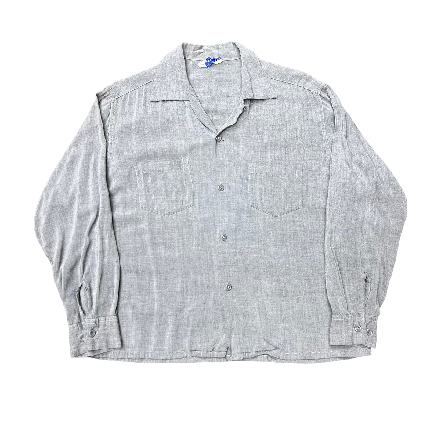 1950s Grey rayon loop collar shirt (L)