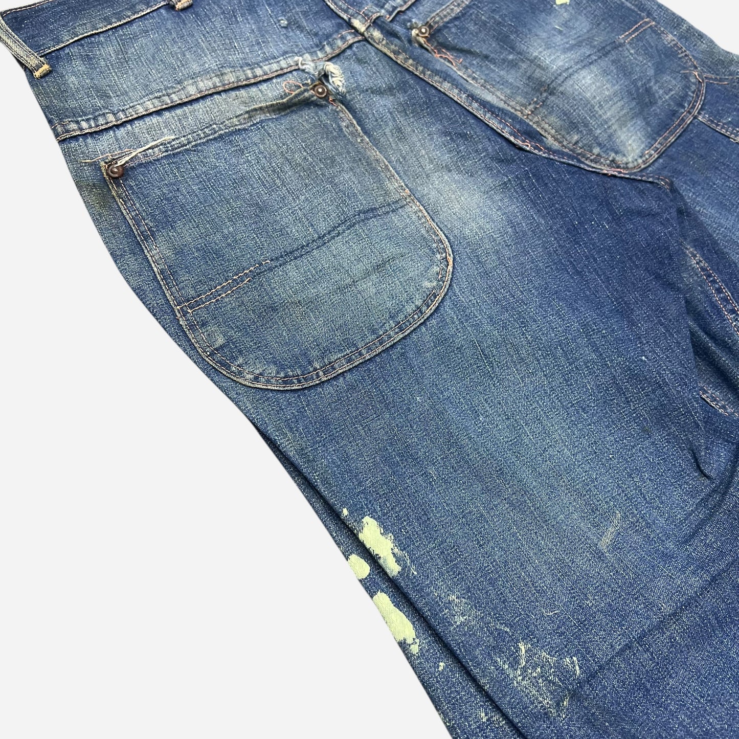 1930s 1940s Unbranded donut button fly denim painter jeans (29w)