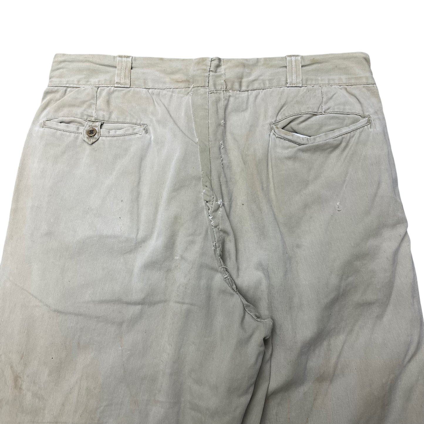 1950s Sail cloth khaki chino work pants (33w)