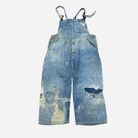1920s Stifel Wabash Safety Block kids overalls repaired (26w)