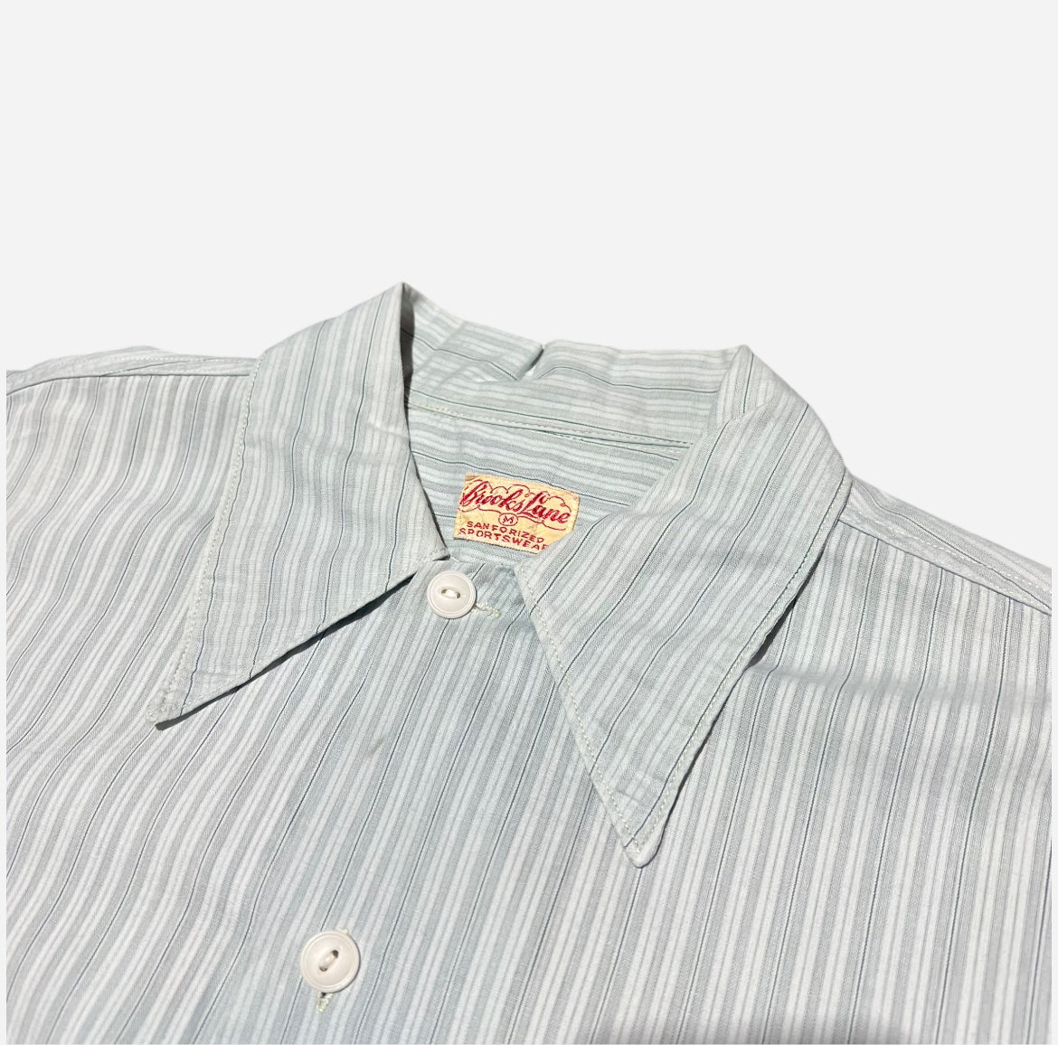 1940s Brooks Lane light blue striped cotton shirt (M/L)
