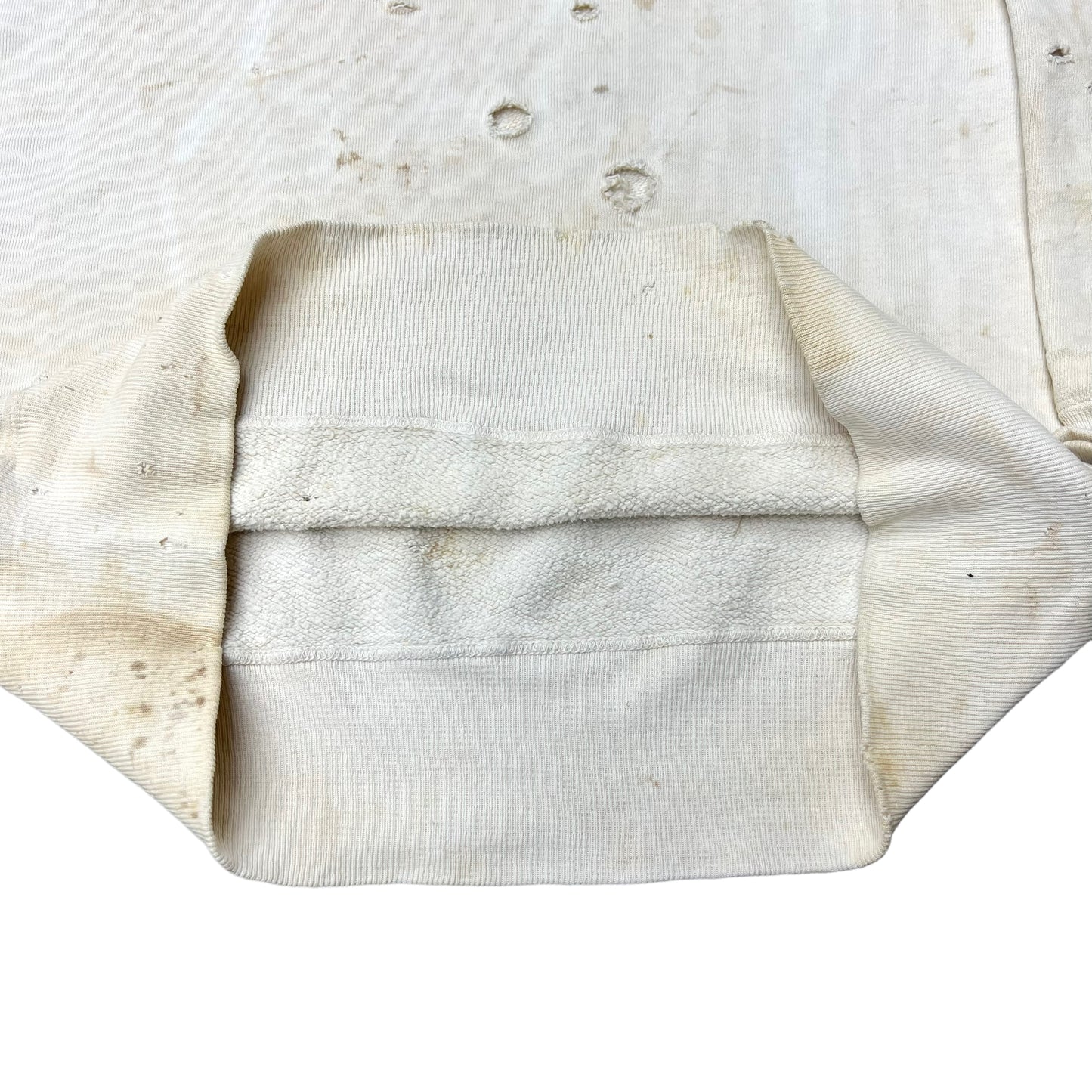 1940s Distressed single-v white sweatshirt (M/L)