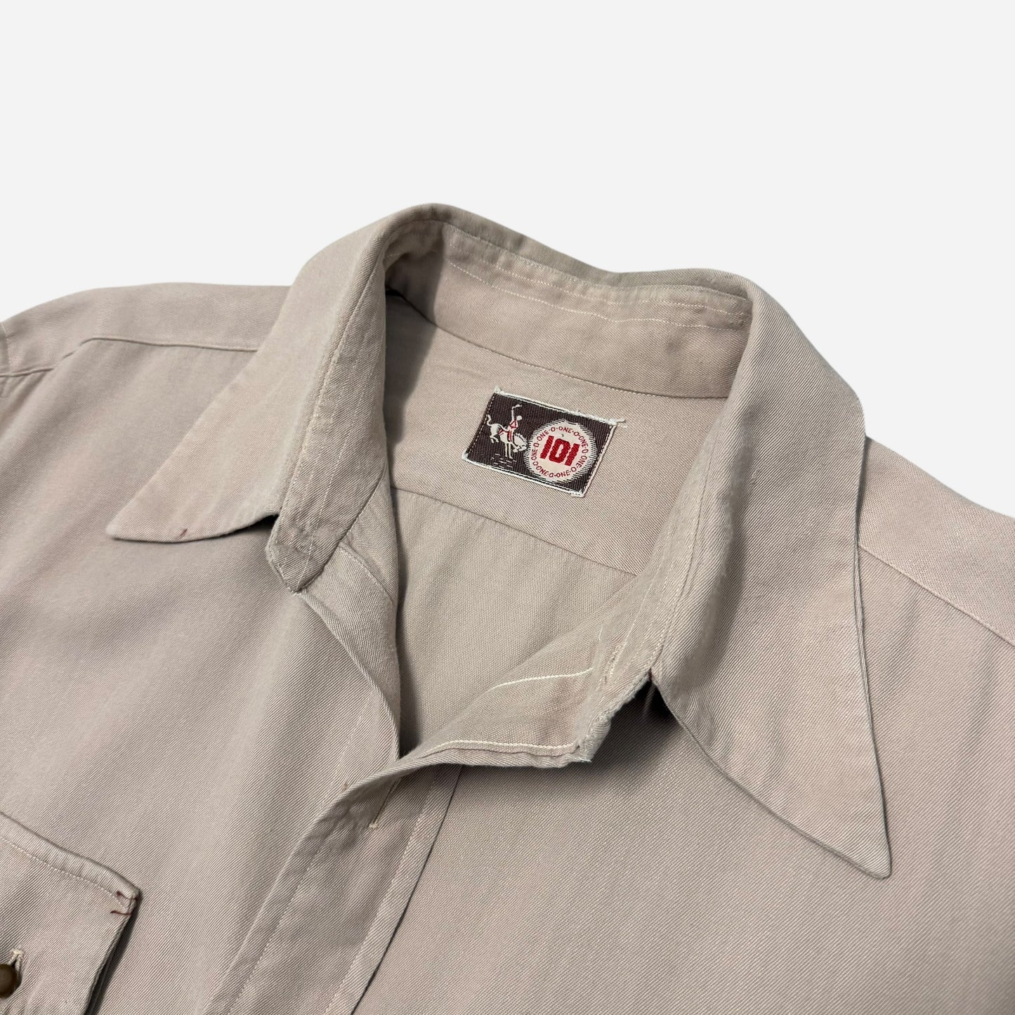 1950s 101 Montgomery Ward rayon gabardine tan/brown western style shirt (XL)