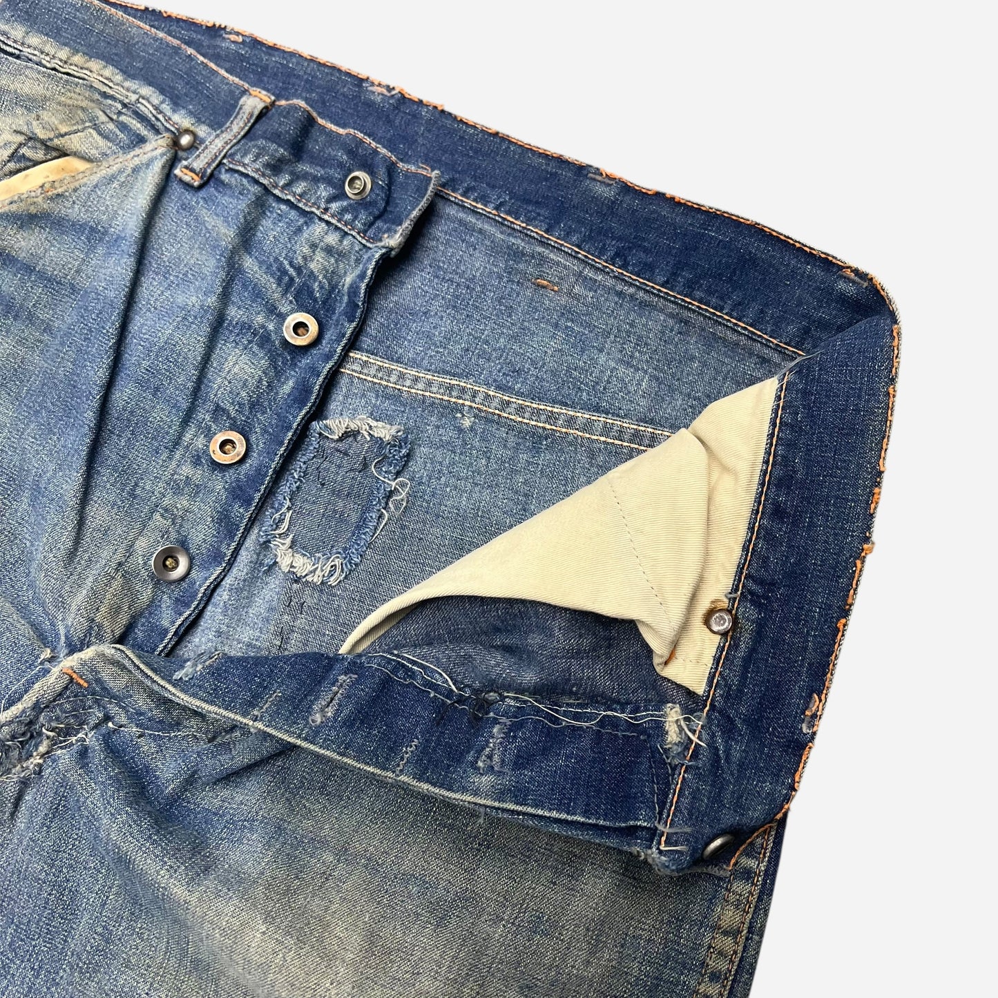 1930s Unbranded donut button fly denim carpenter jeans (32w)