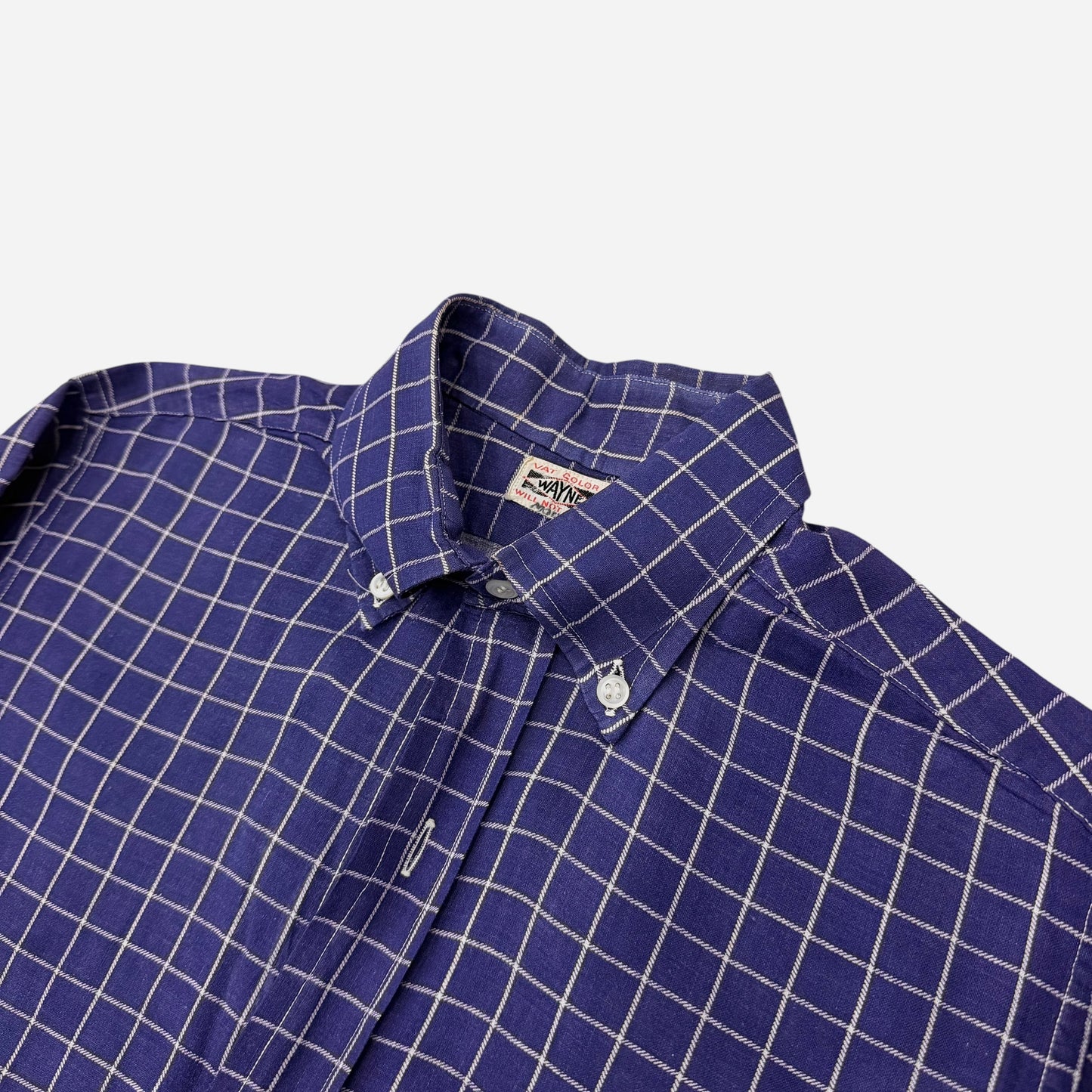 1940s Windowpane pattern cotton purple/blue button down shirt (S/M)