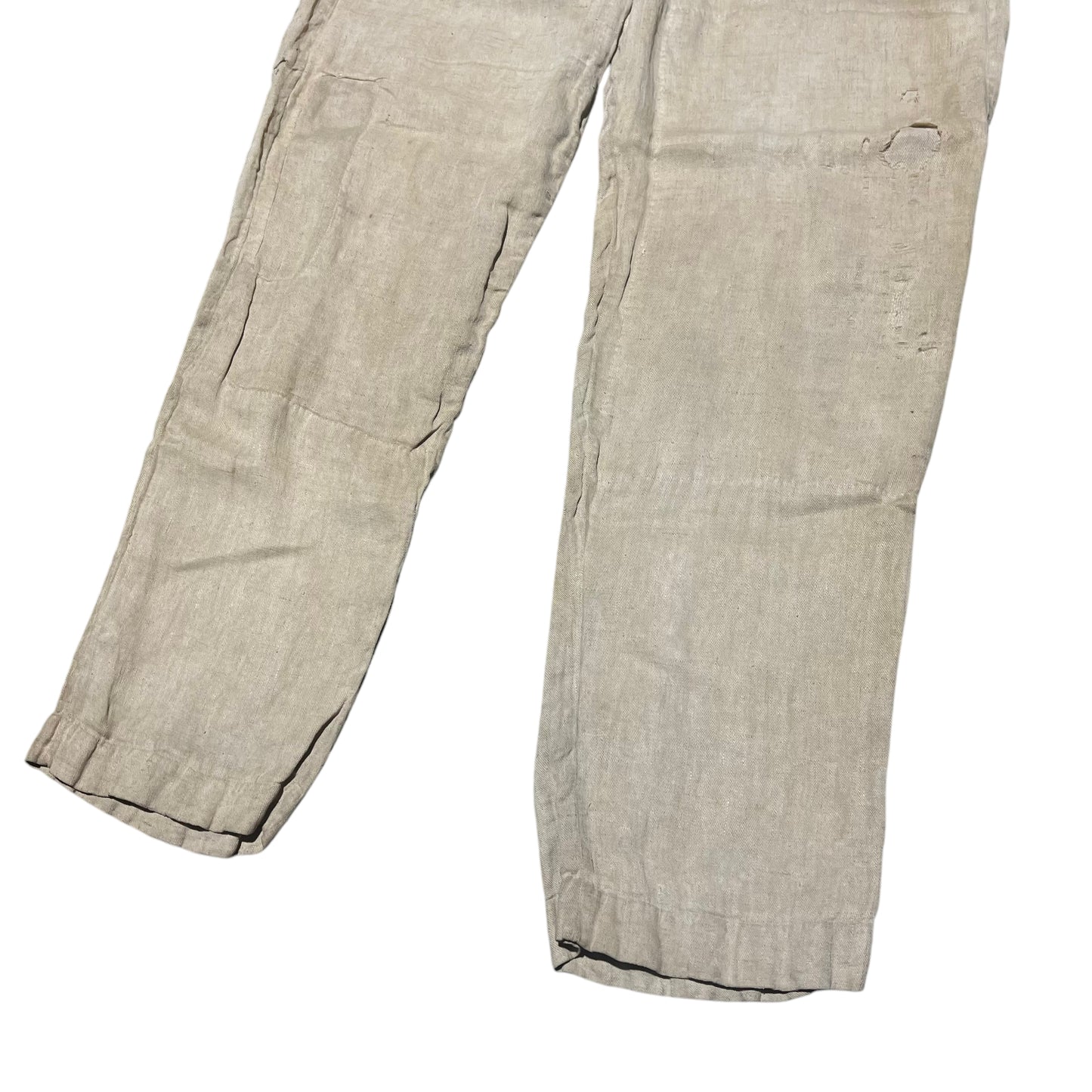 1870s-1880s Linen cinch back button fly work pants (38w)