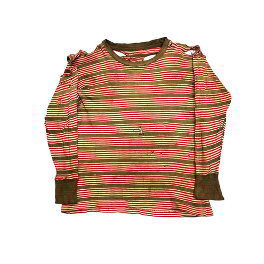 1940s “Freddy Krueger” distressed red striped long sleeve shirt (XXS)