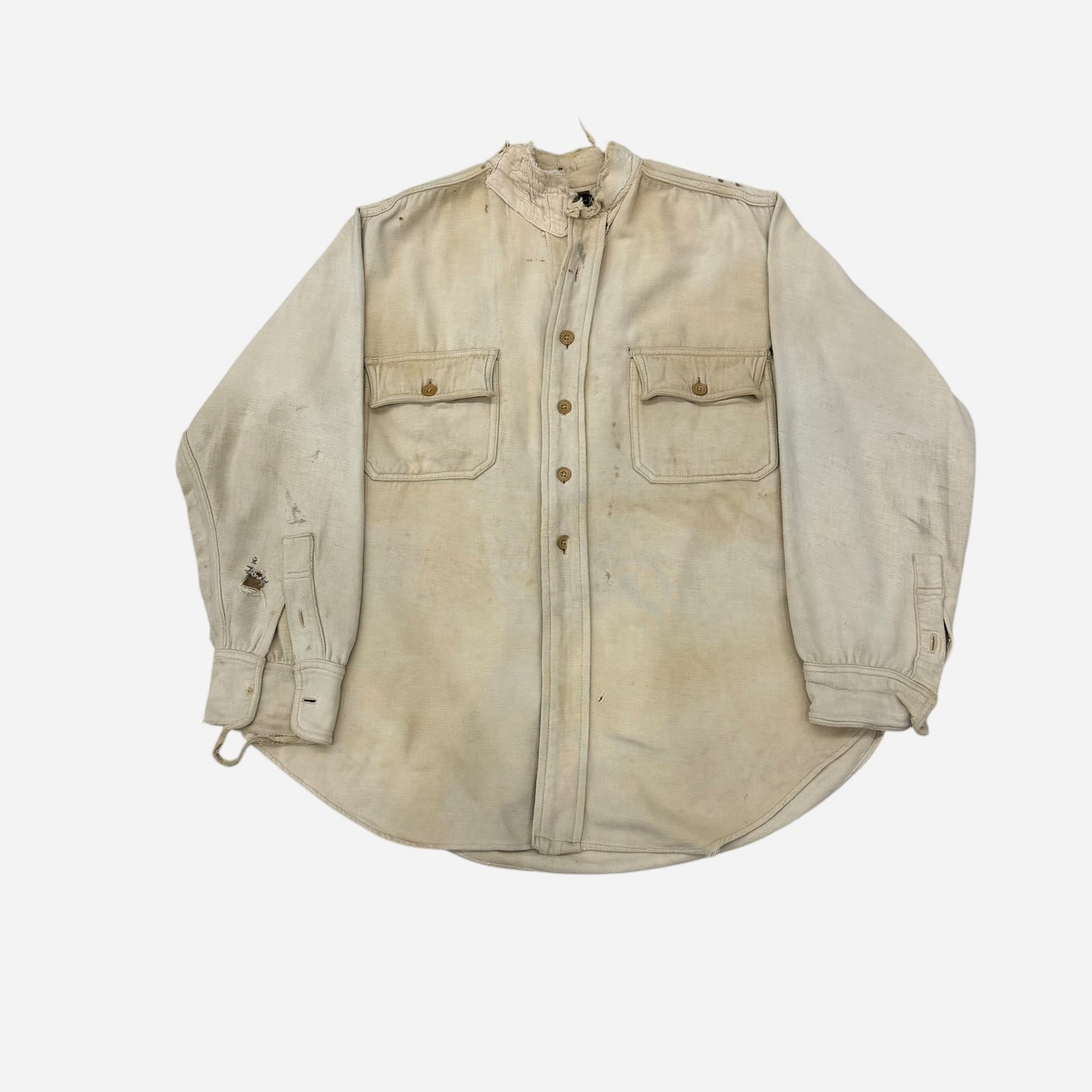 1930s Heavy cotton moleskin collarless work shirt (M/L)