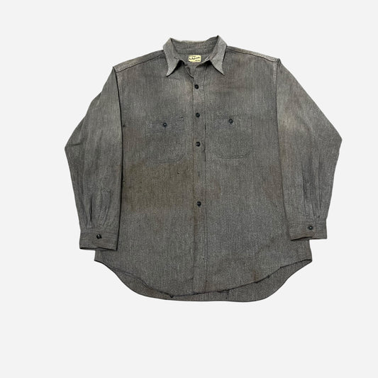 1940s The Big Favorite salt & pepper chambray work shirt (XL)