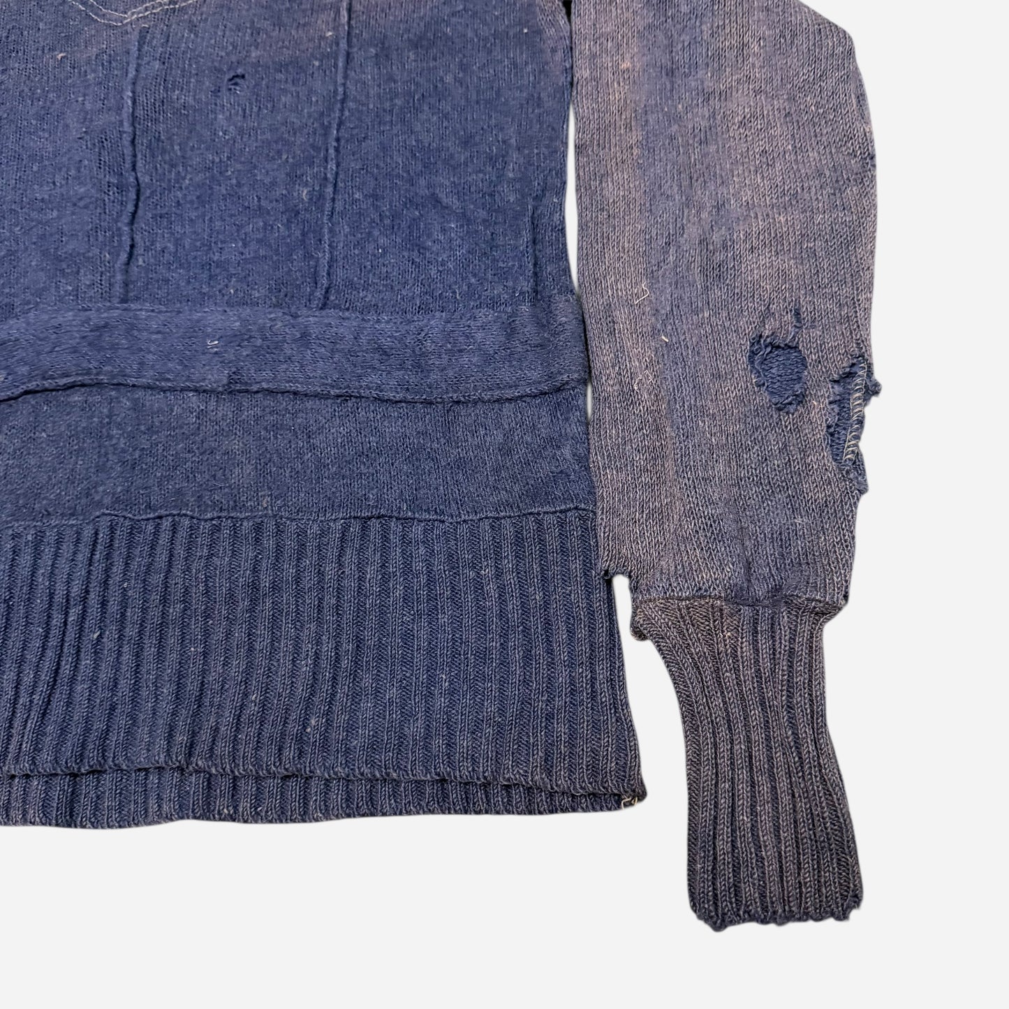 1930s Mohair quarter zip pattern knit sweater (S)