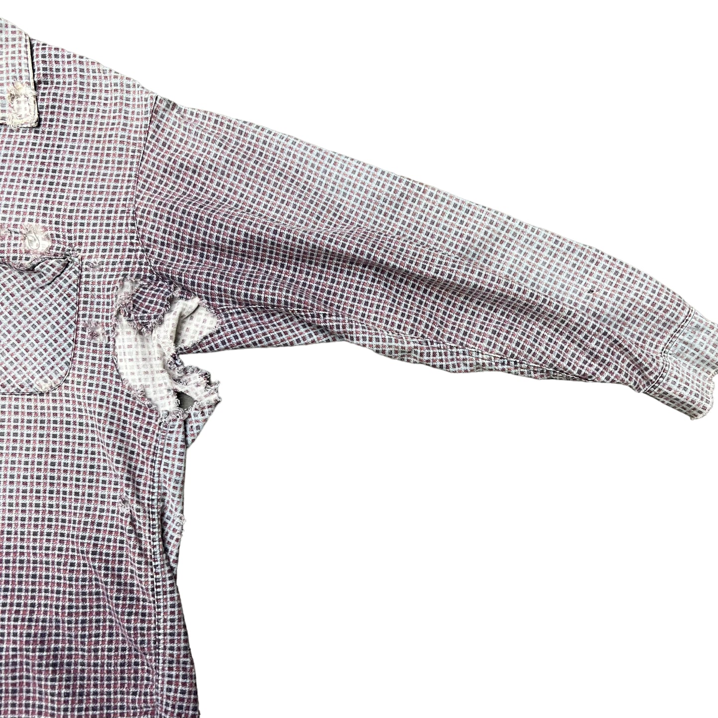 1950s Purple plaid sun faded cotton shirt flannel (M)