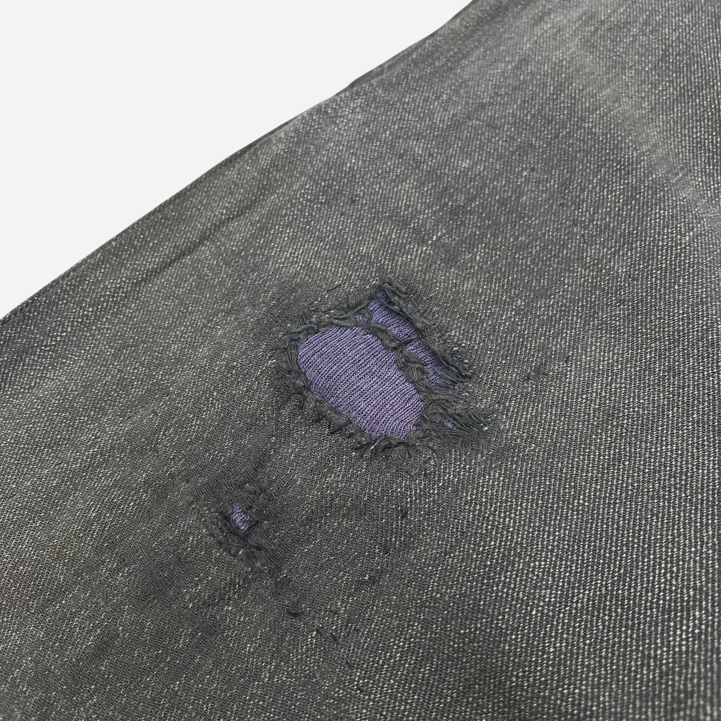 1940s Salt and pepper cotton repaired button fly work pants (31w)