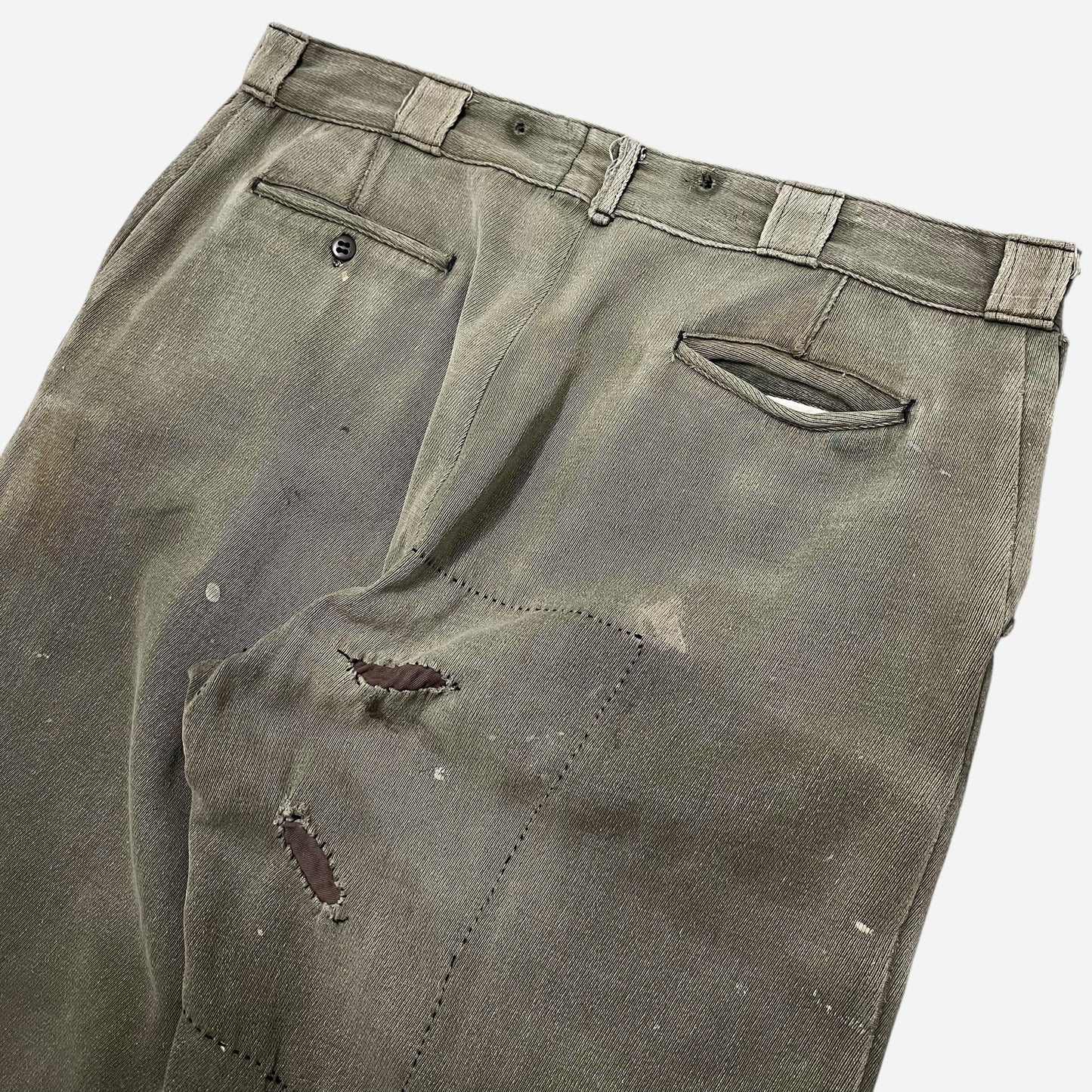 1950s Green cotton whipcord work pants (38w)