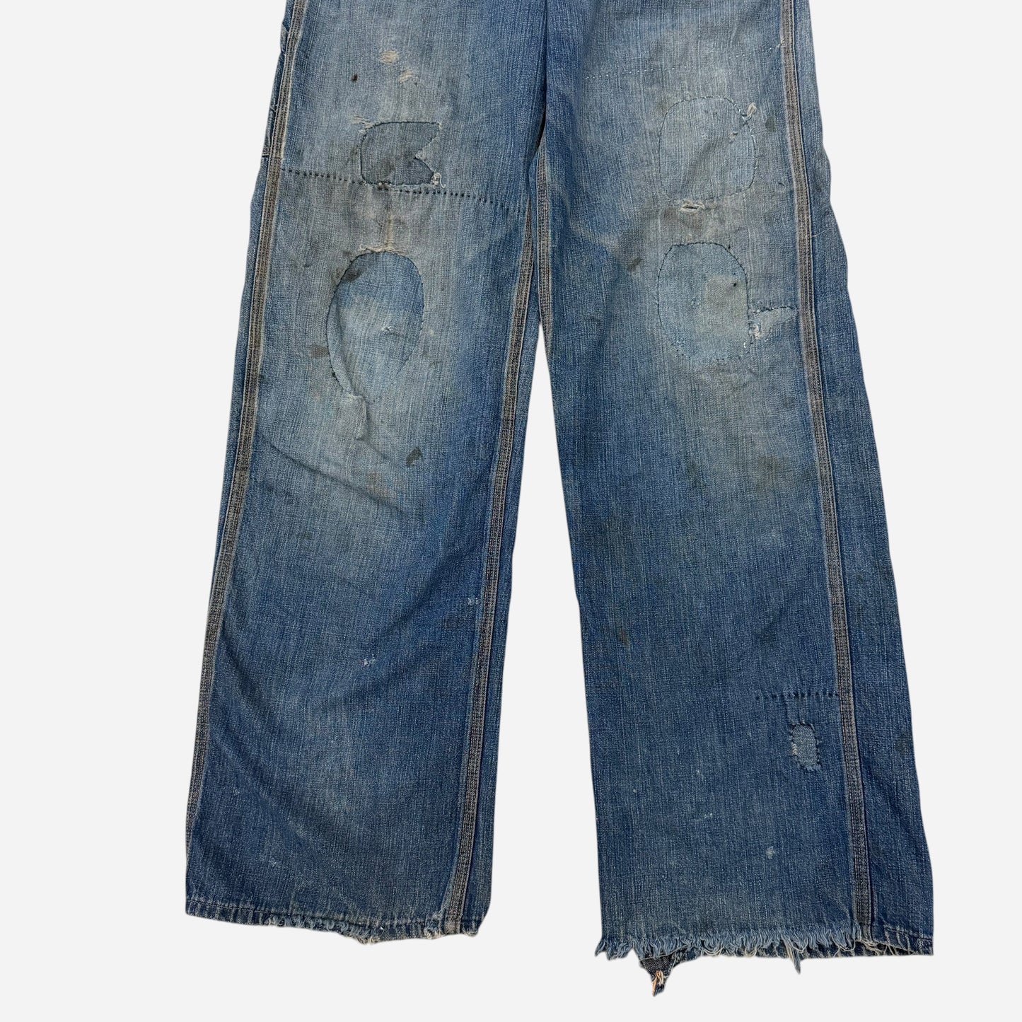 1940s “Red Snap” donut button fly repaired carpenter jeans (29w)