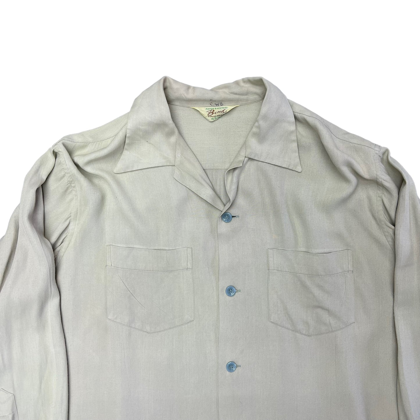 1950s Rayon mint green loop collar shirt Bond (M/L)