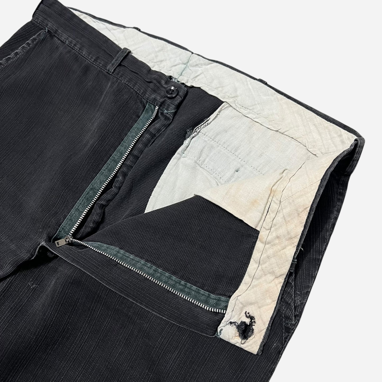 1960s Black faded pique cotton pants (33w)