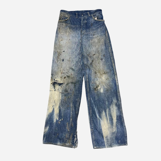 1930s Donut button fly sun faded denim jeans (31w)