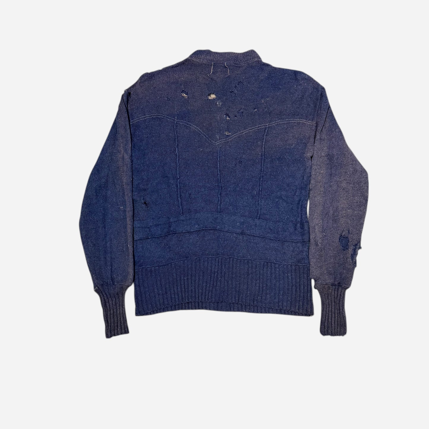 1930s Mohair quarter zip pattern knit sweater (S)