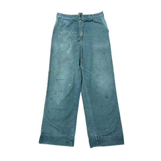 1950s Green sail cloth chino work pants (32w)