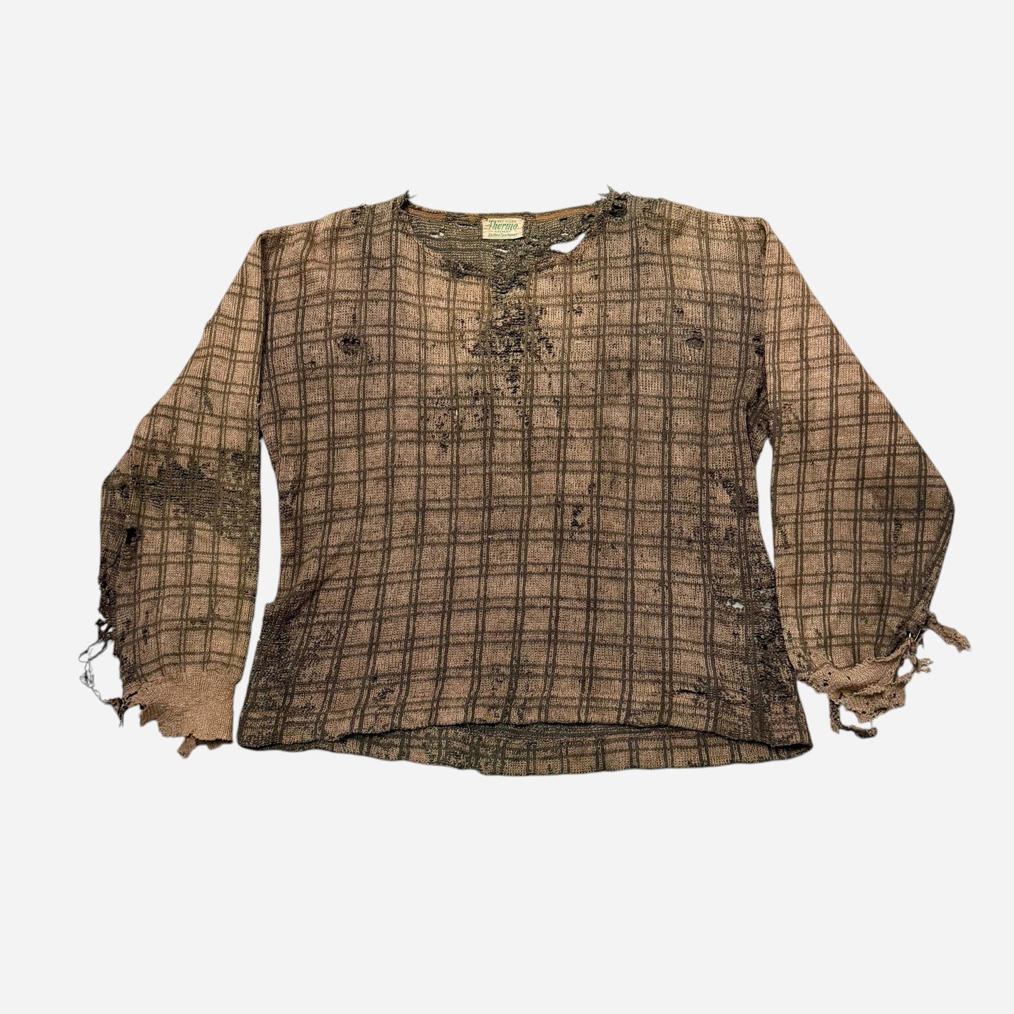 1940s Mohair pattern belt back knit sweater (M/L)
