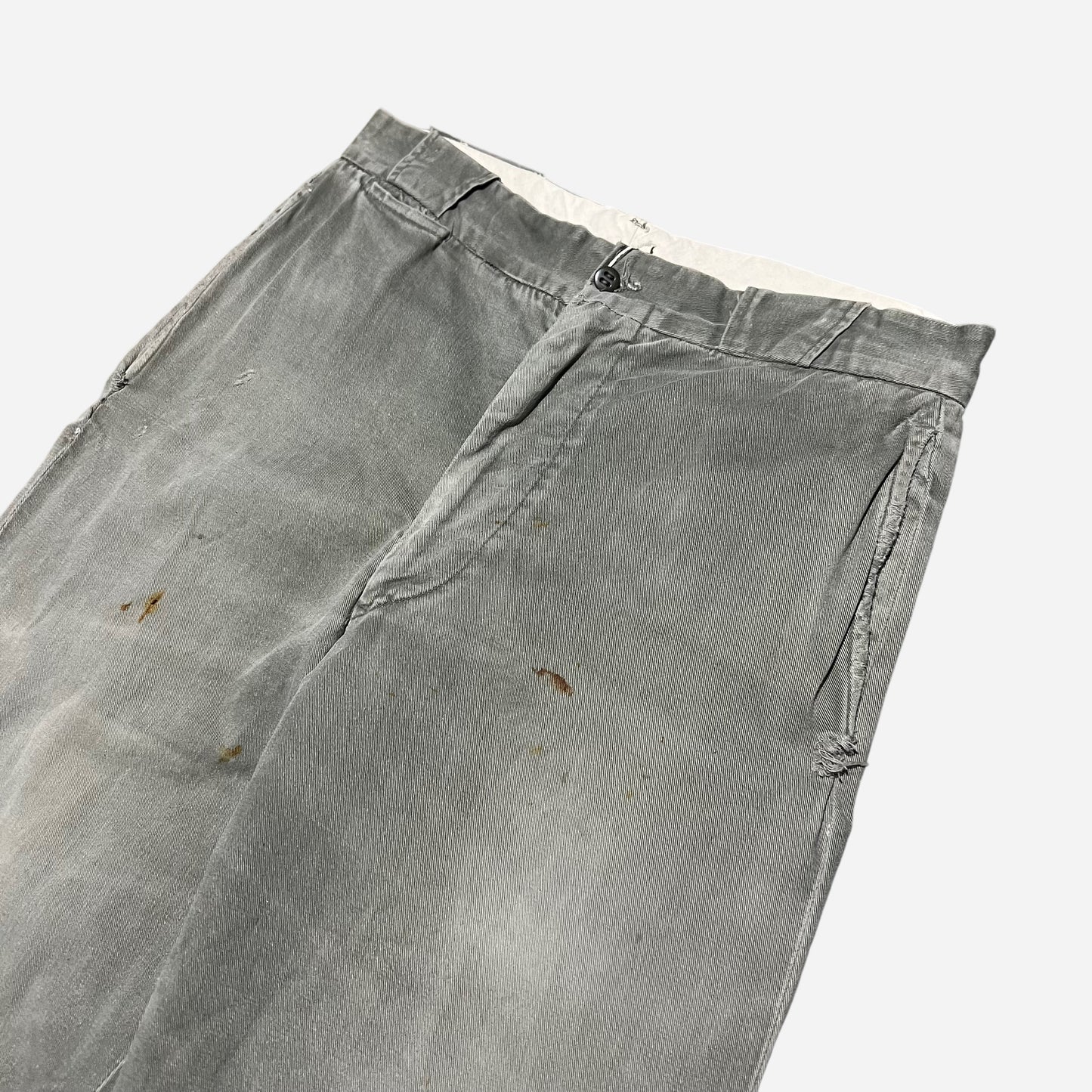 1950s Dark gray chino work pants denim repairs (31w)