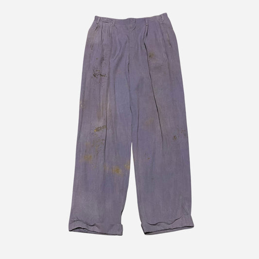 1940s 1950s Purple pleated rayon/cotton pants (32w)