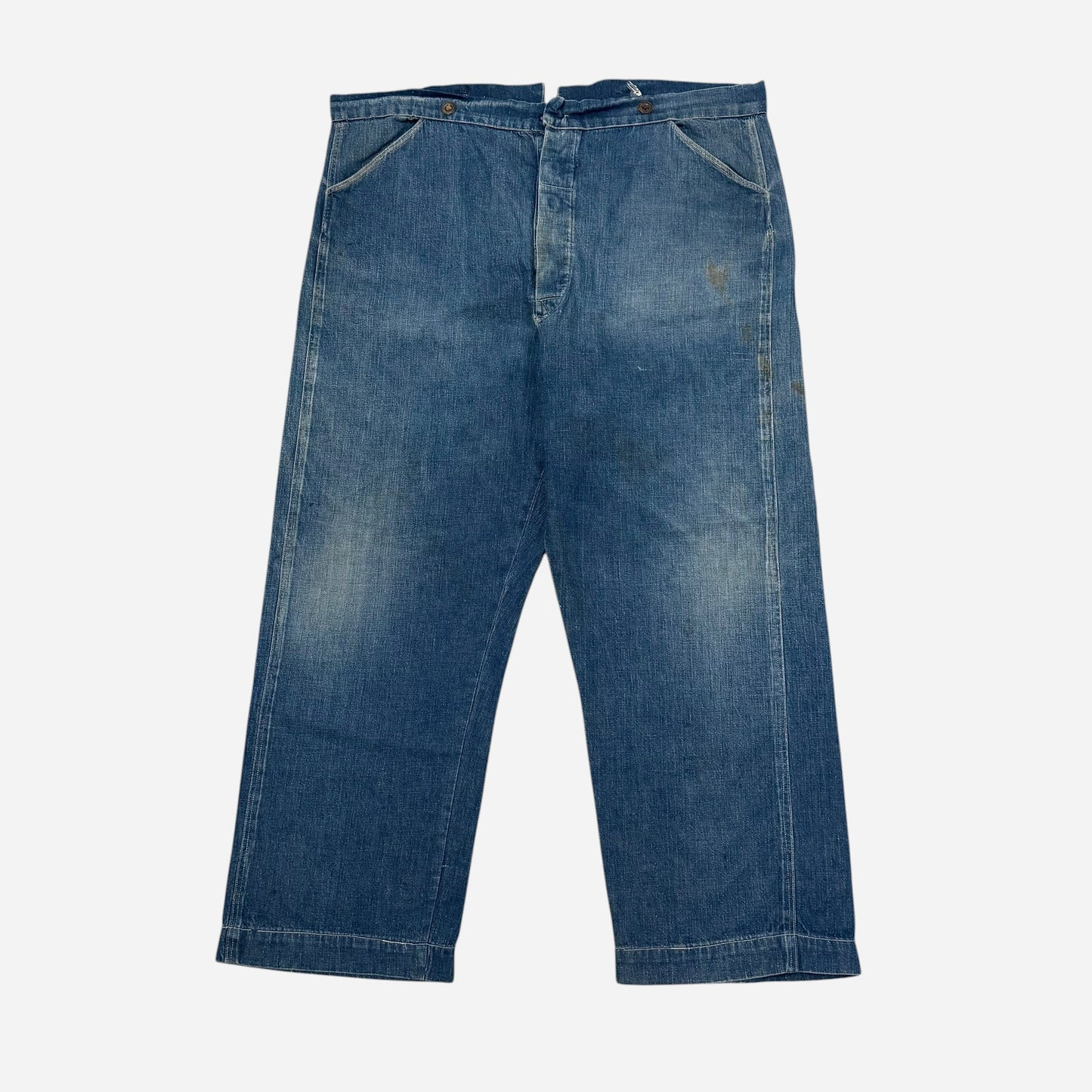 1910s Amoskeag denim split back cinch selvedge jeans (40w)