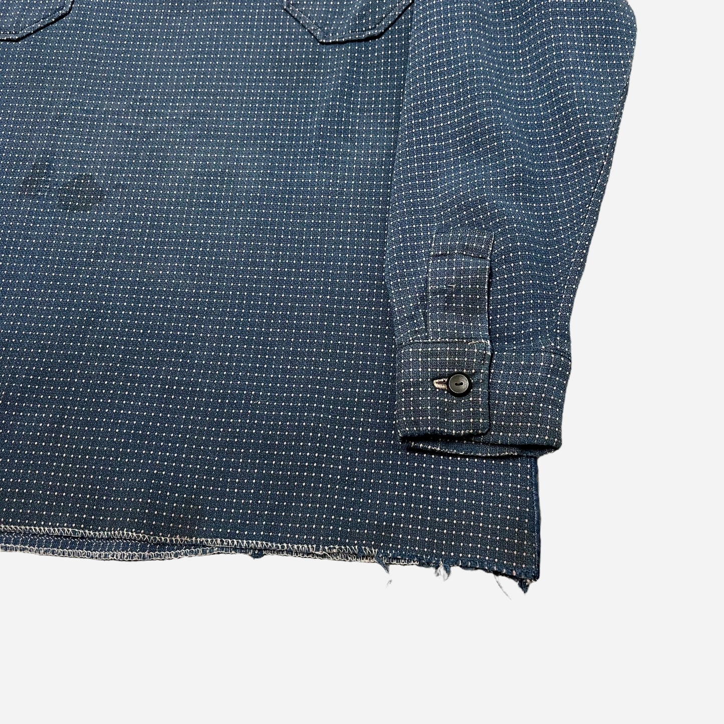 1920s Heavy cotton/ jacquard blue polka dot pattern shirt (S/M)