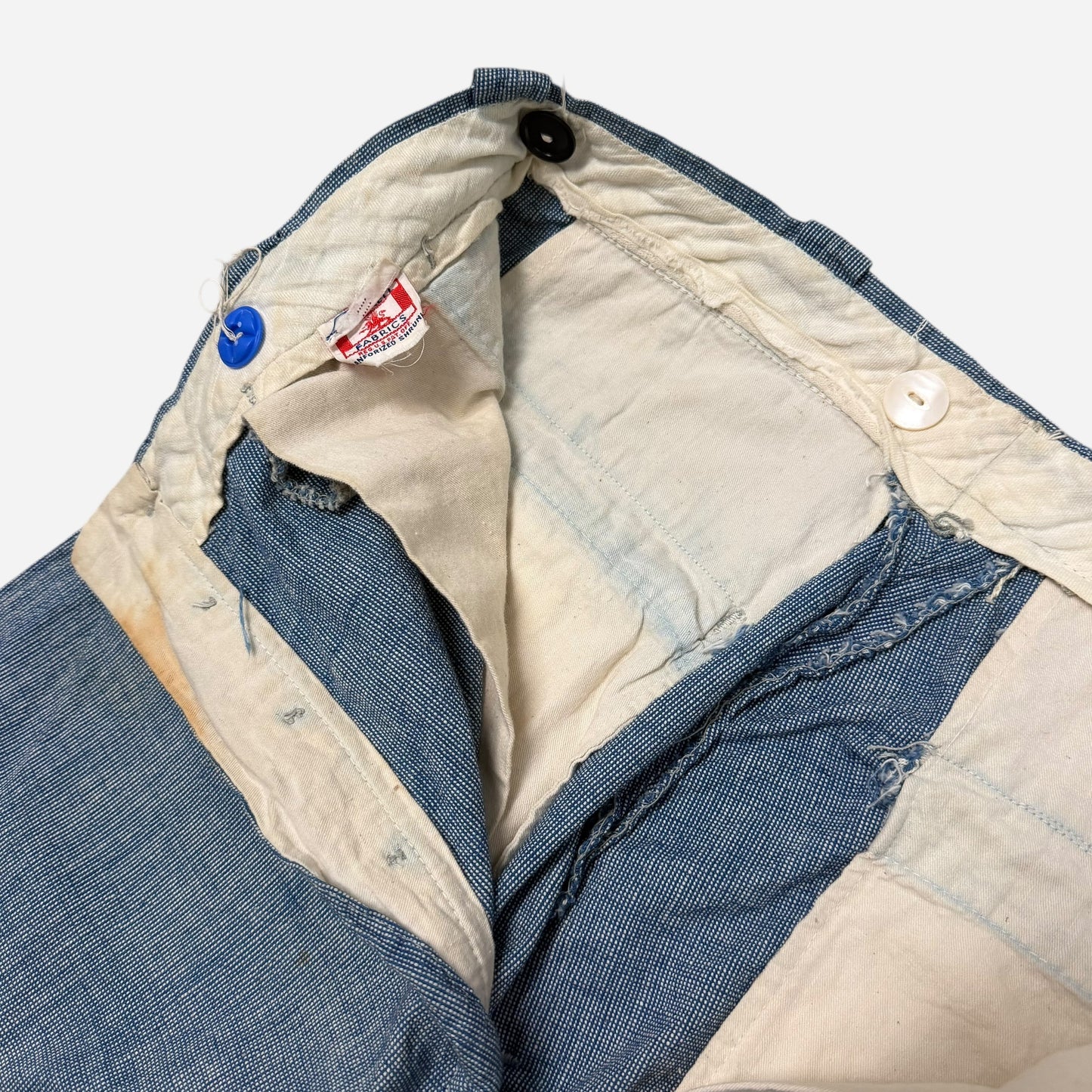1940s Pincheck button fly cotton work pants (29w)