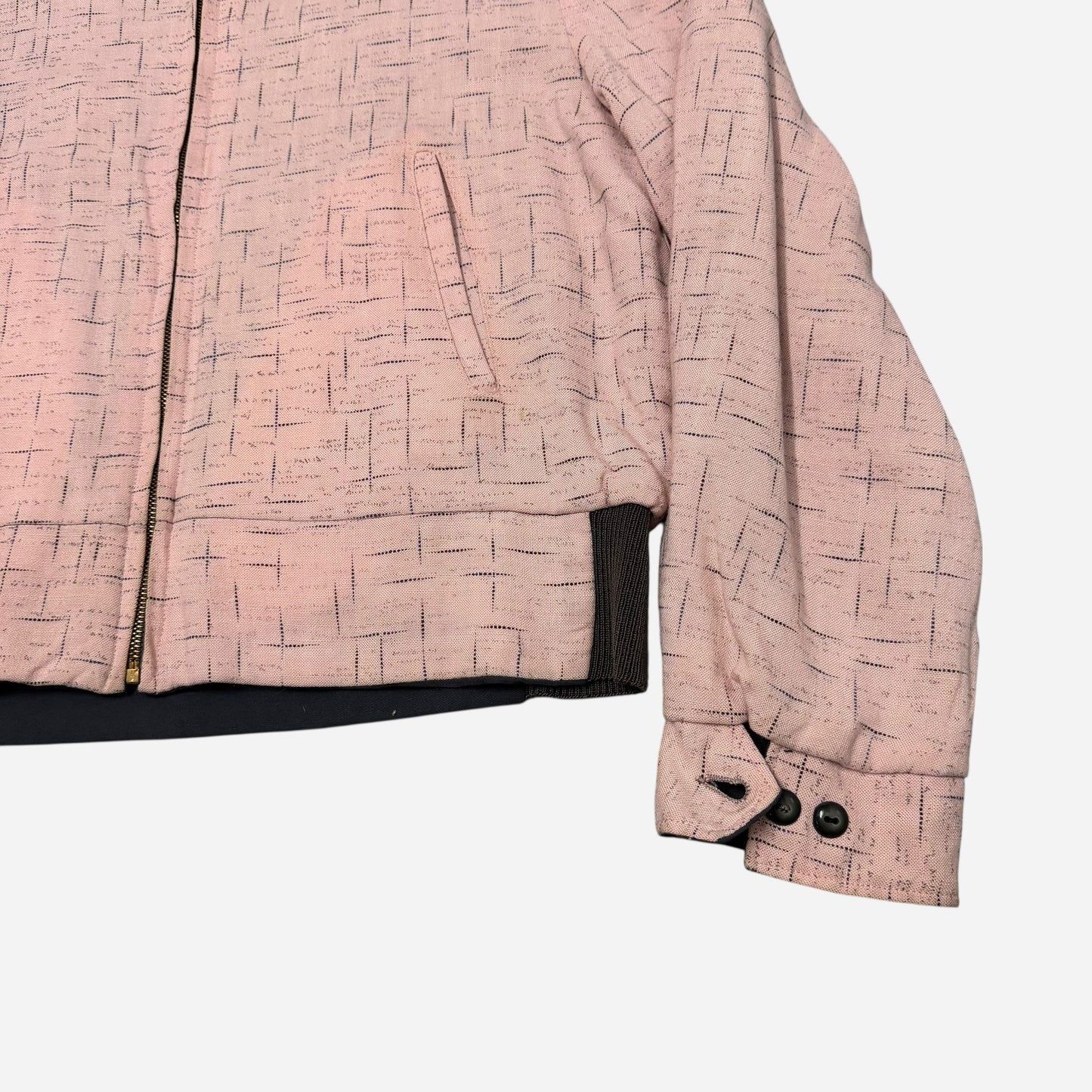 1940s Montgomery Ward pink/gray fleck cotton/rayon reversible ricky jacket (M/L)