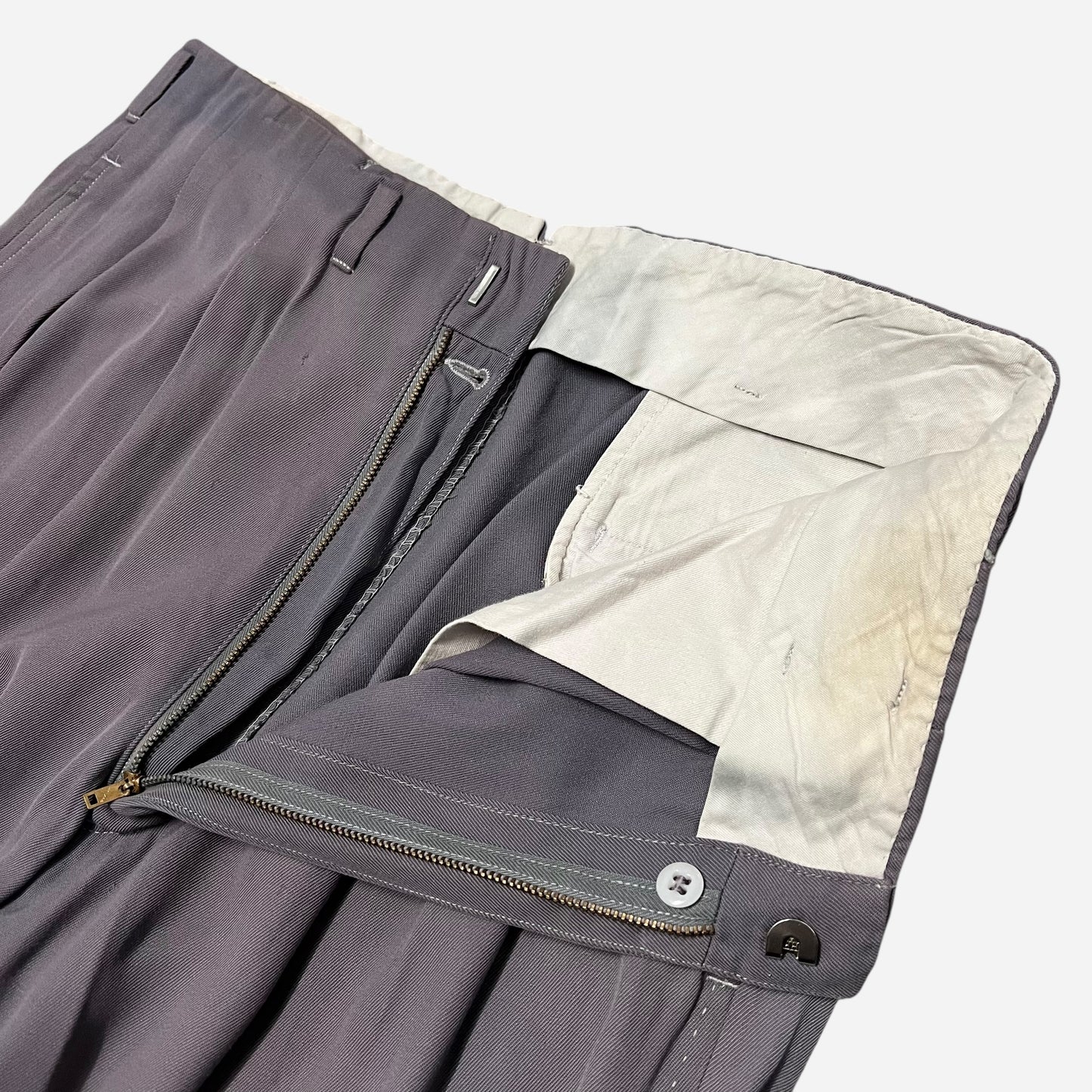 1950s Light purple rayon cotton pleated pants (32w)