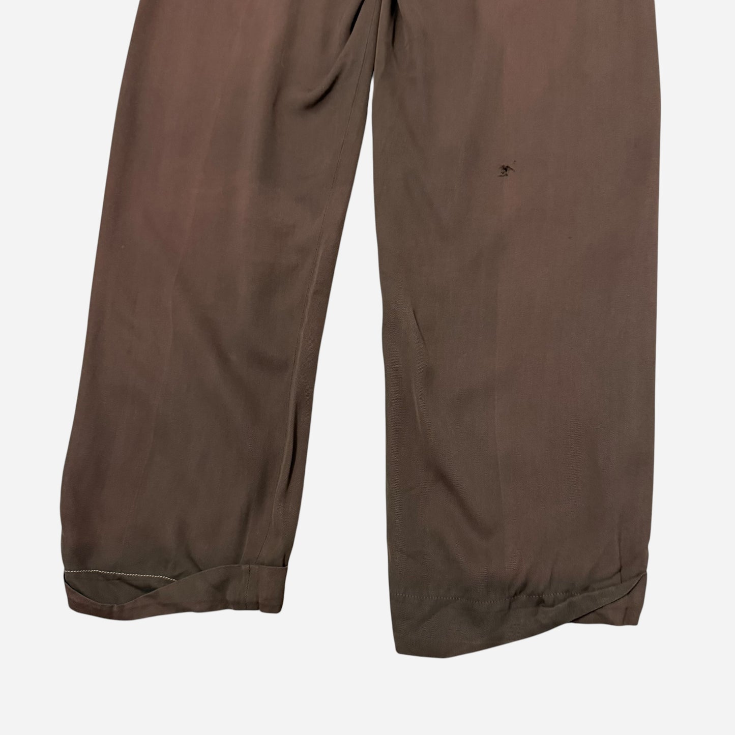1950s Brown rayon pleated drop loop pants (32w)