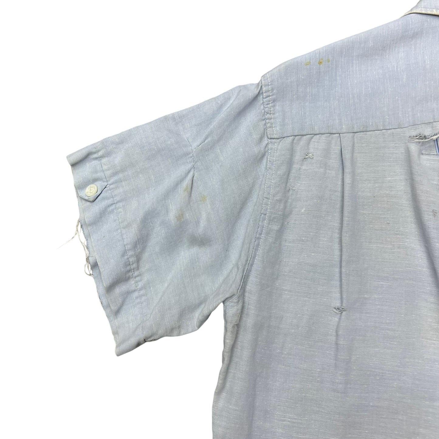 1950s Penney’s Towncraft distressed blue cotton loop collar shirt (M)