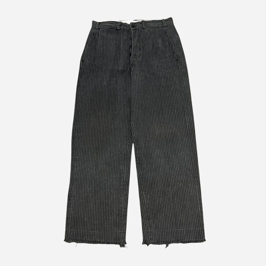 1940s Dark gray striped heavy cotton button fly work pants (30w)