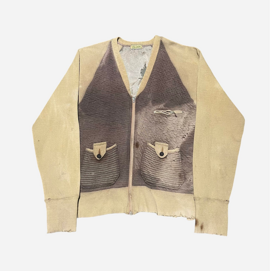 1930s Sun faded cotton zip up cardigan (S/M)