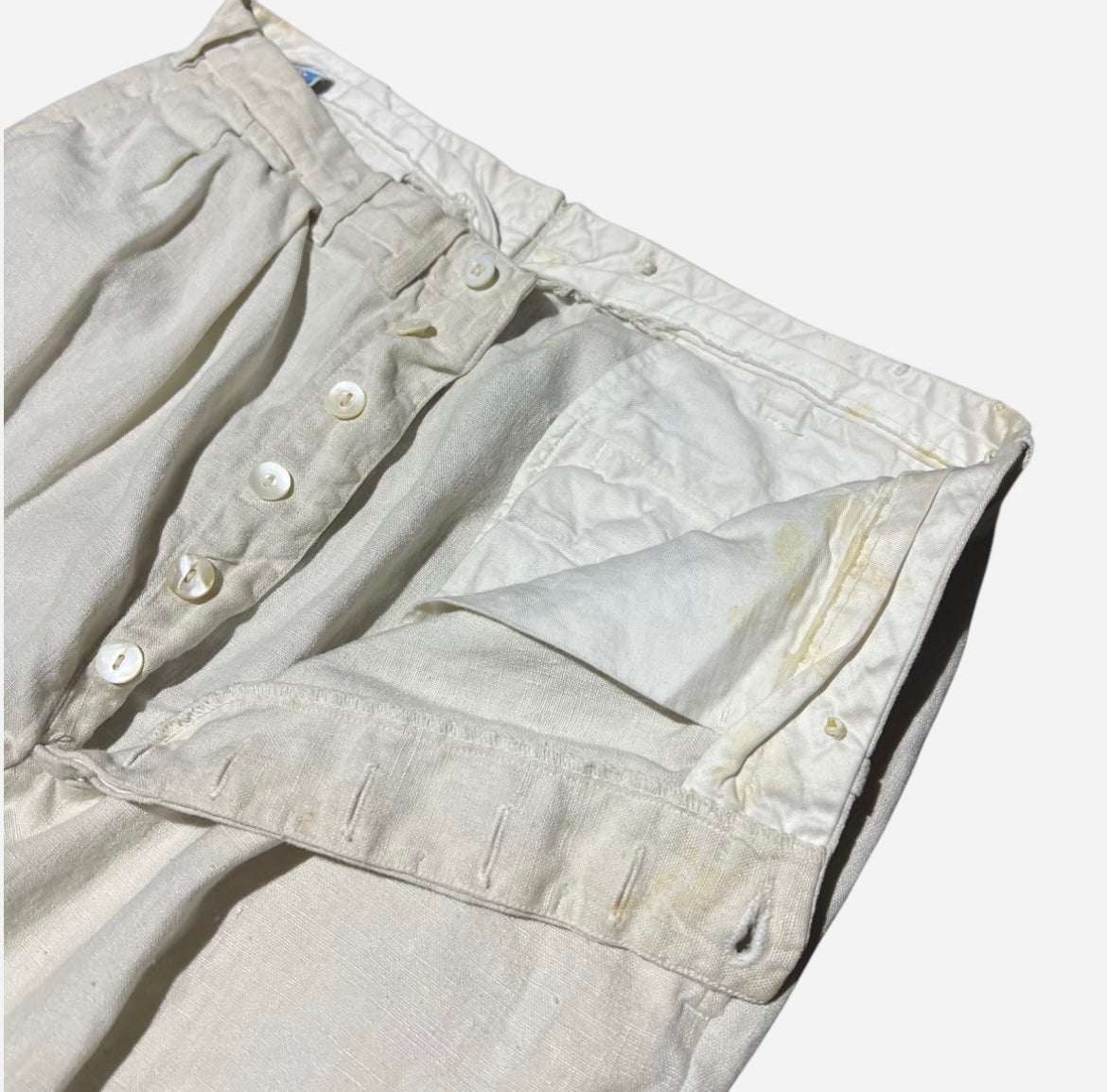 1930s Happy Man white linen pleated pants (29w)