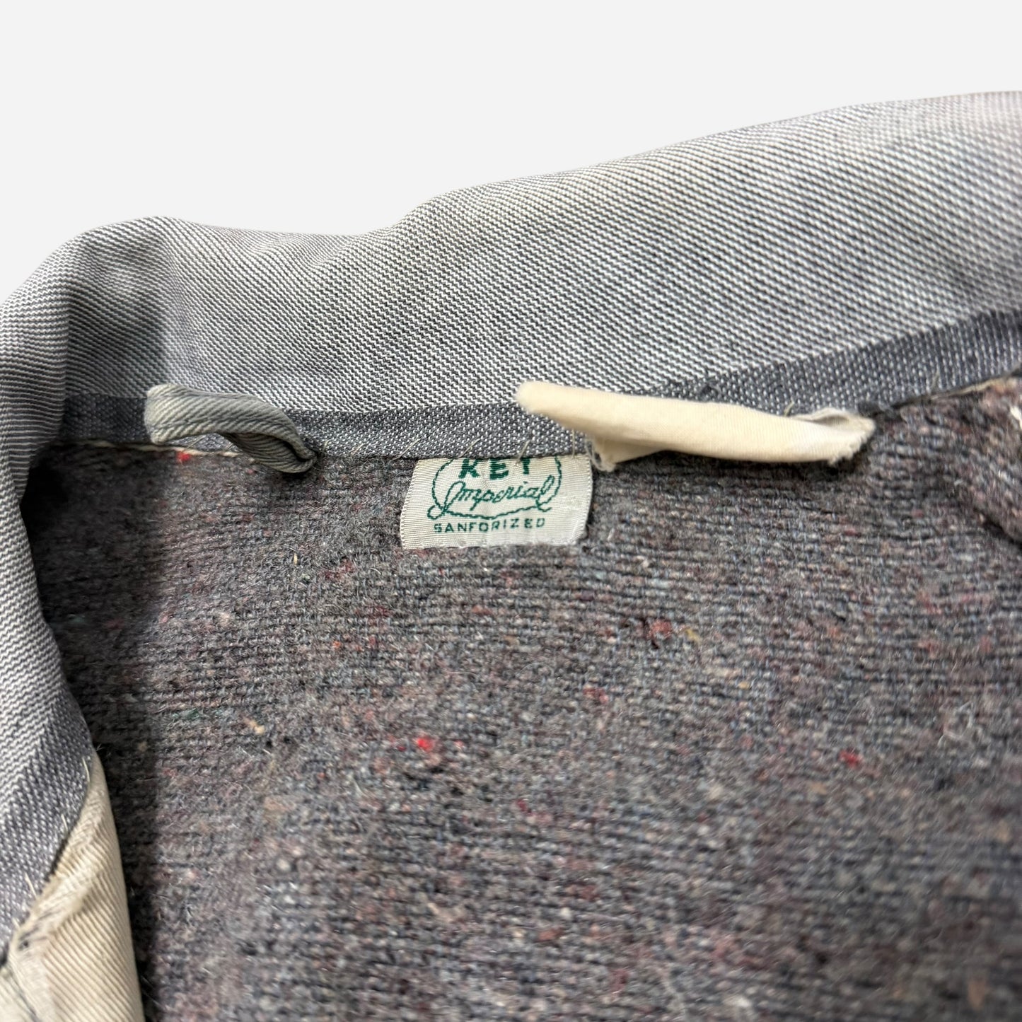 1950s Key brand gray cotton belt back work jacket (M/L)