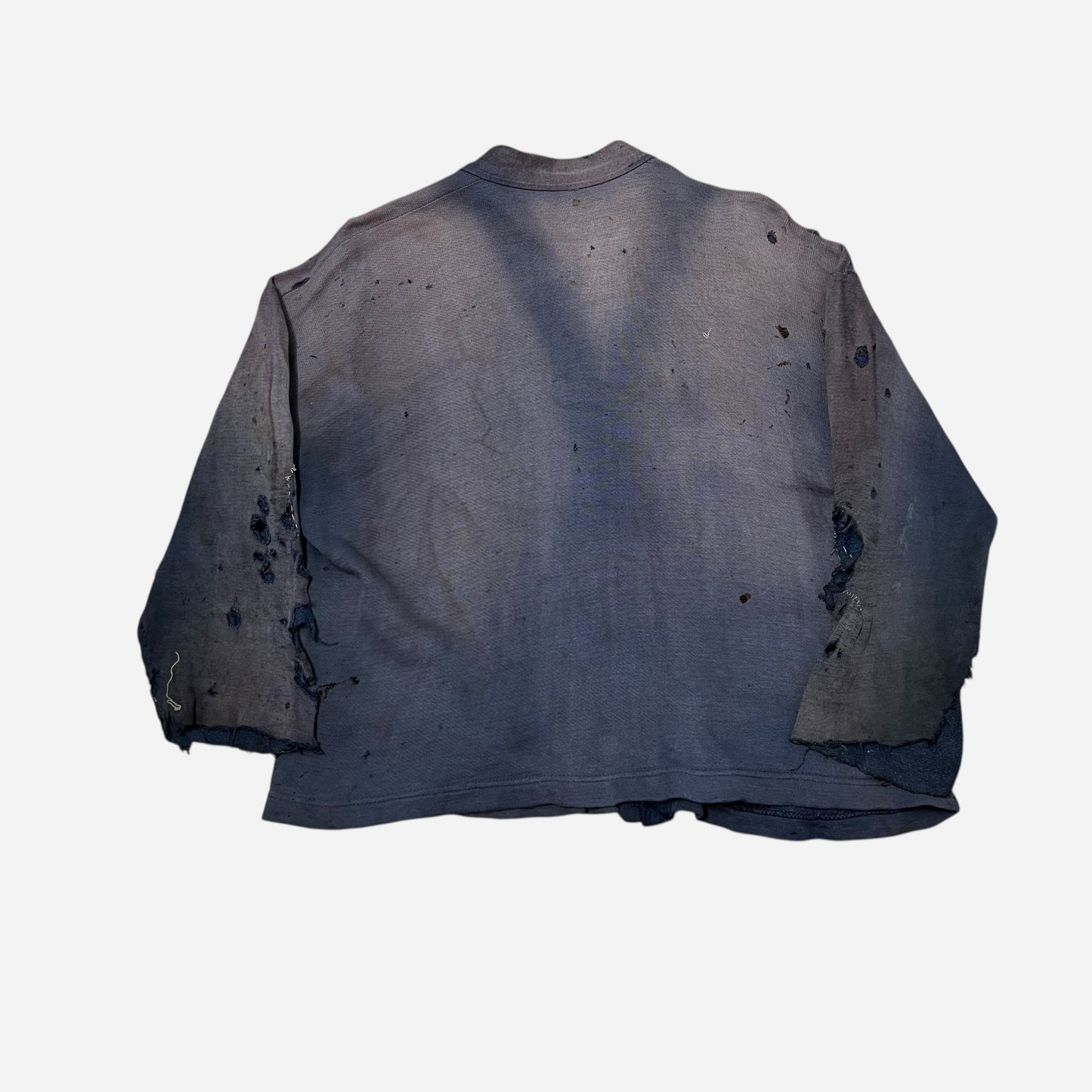 1940s Blue sun faded cotton sweatshirt cardigan (L)