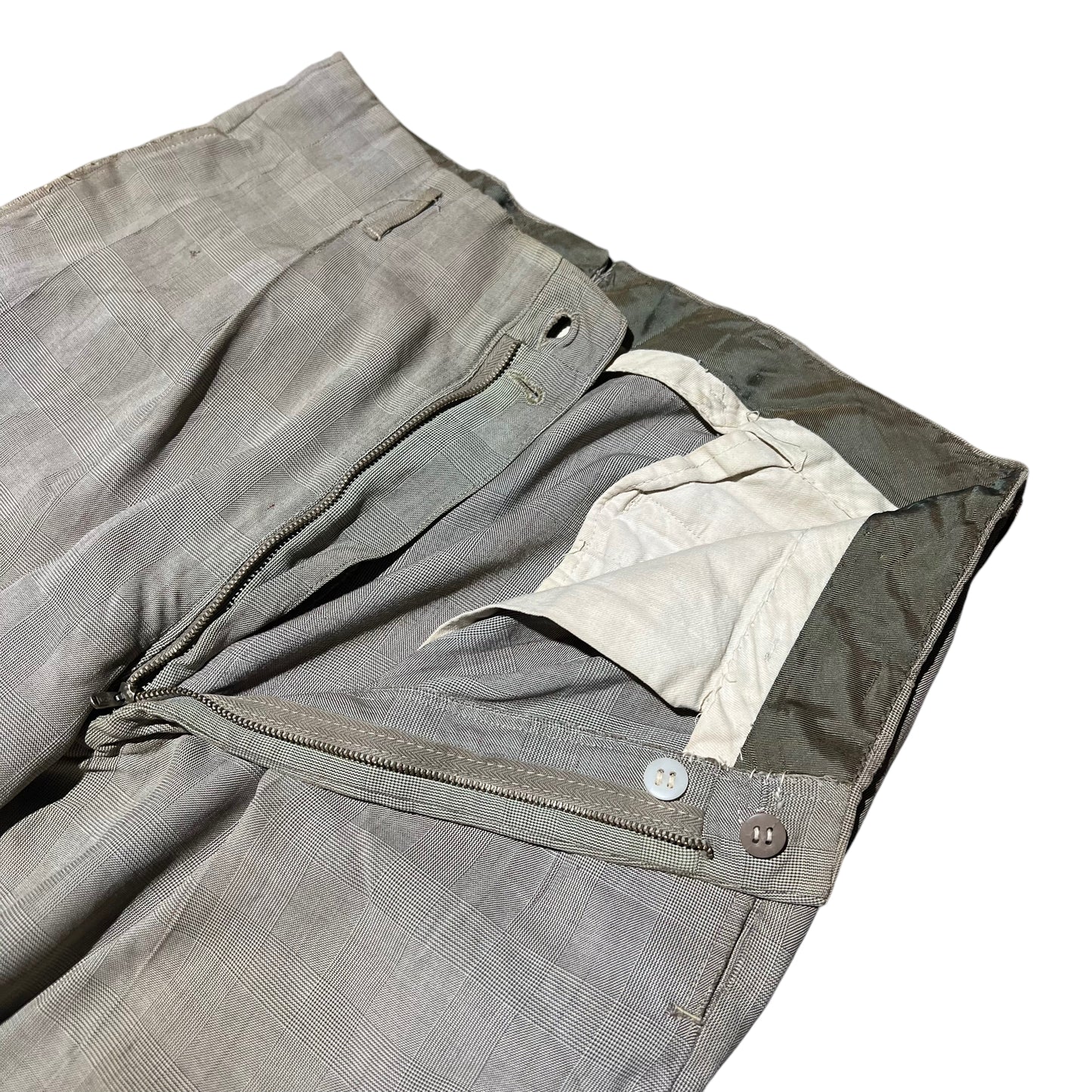 1950s Rayon gray pattern pleated pants trousers (31w)