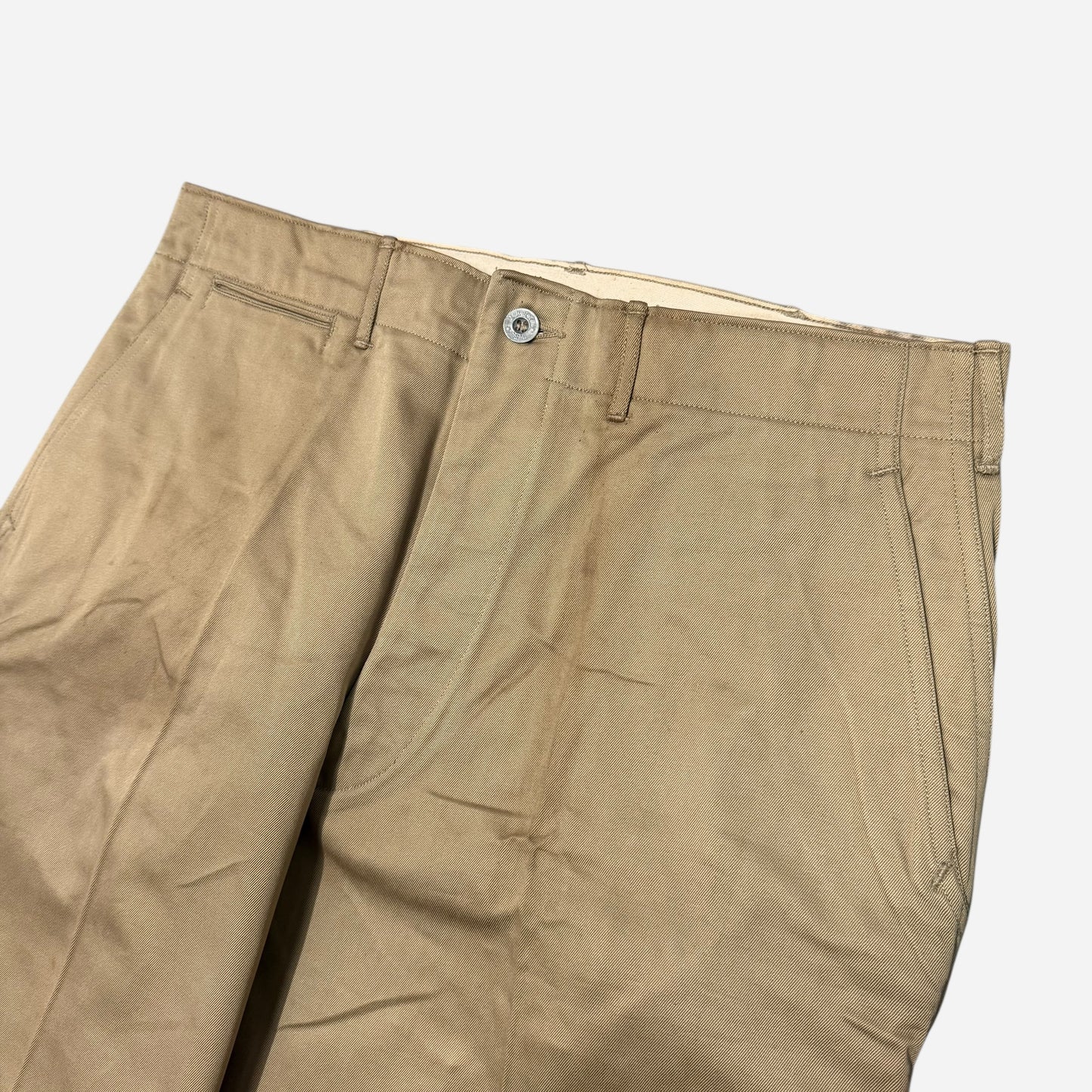 1940s WWII NOS US Army zinc button khaki chinos (34w)