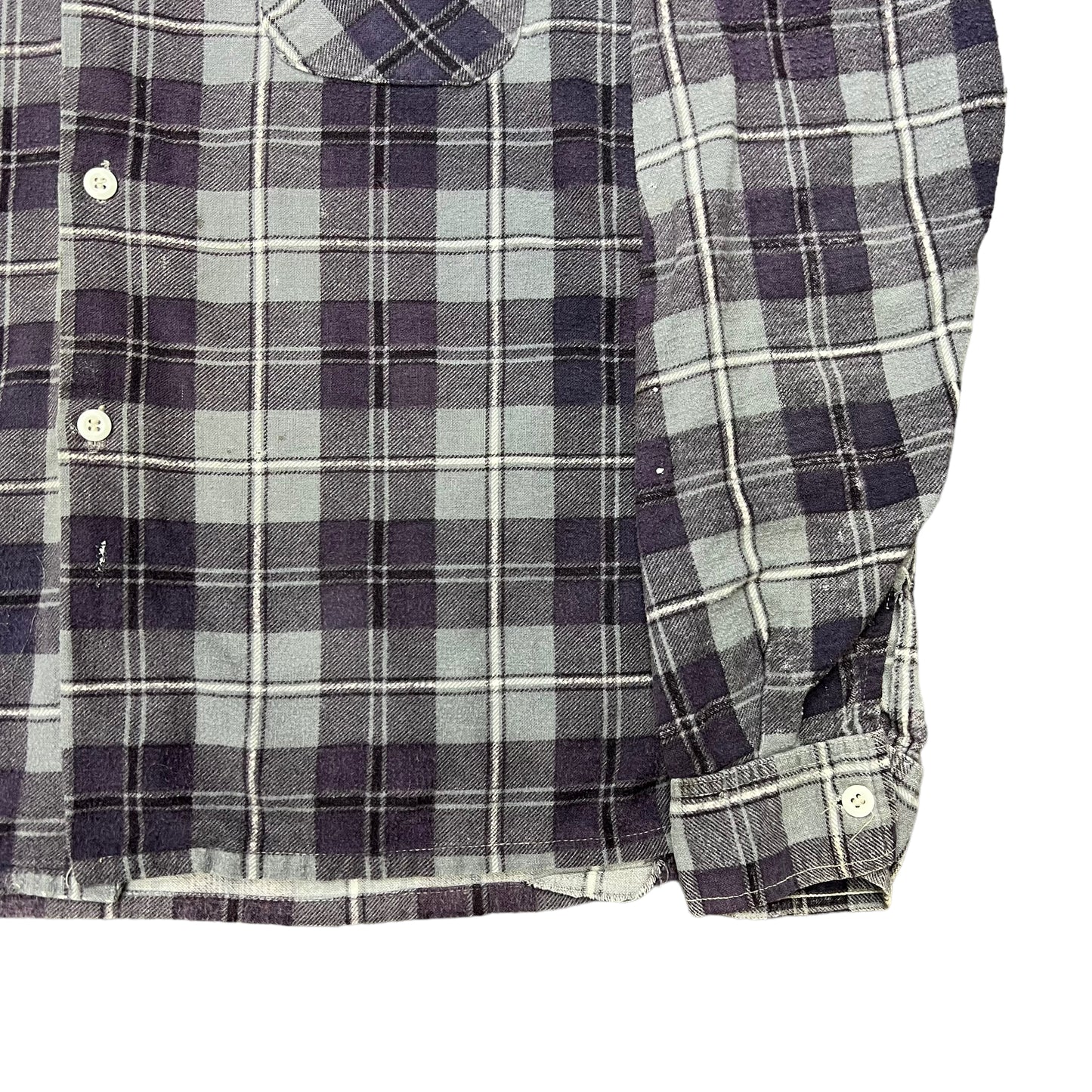 1950s Cotton printed plaid shirt flannel (M)