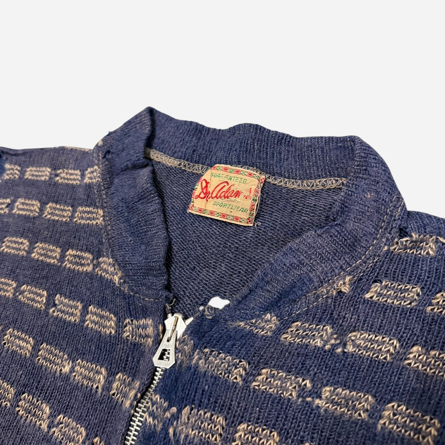 1930s Mohair quarter zip pattern knit sweater (S)