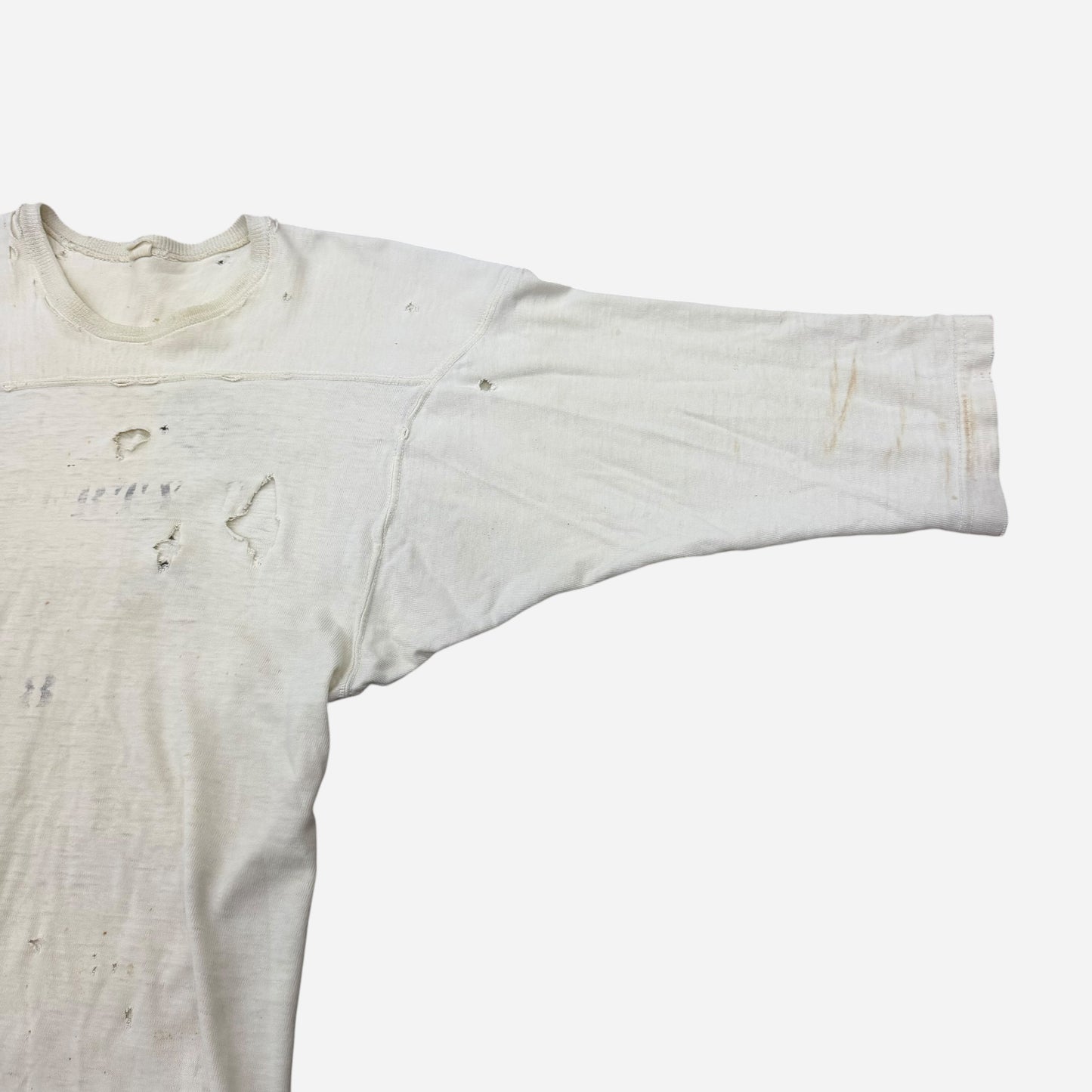 1950s Thrashed white cotton athletic jersey shirt (M)