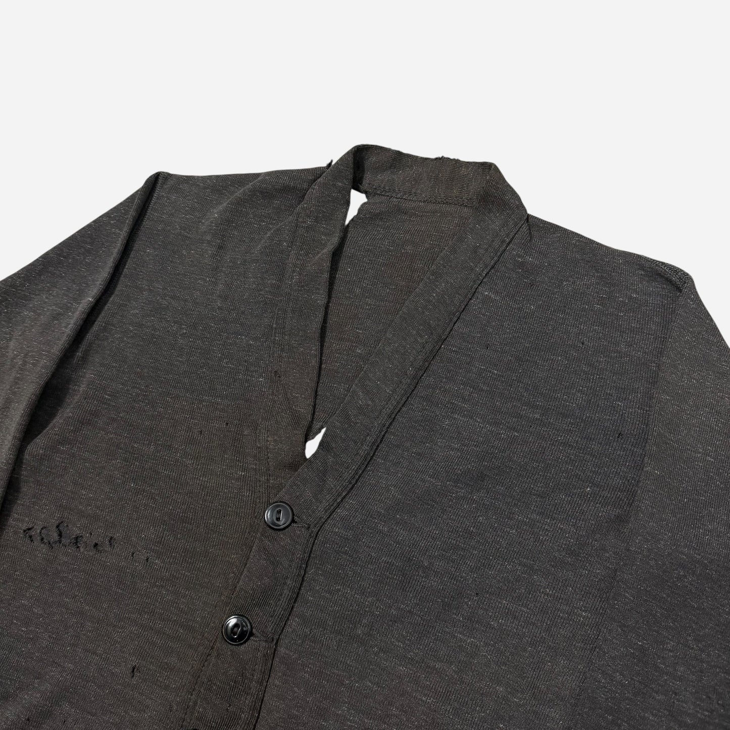 1940s Cotton salt & pepper distressed cardigan (L)