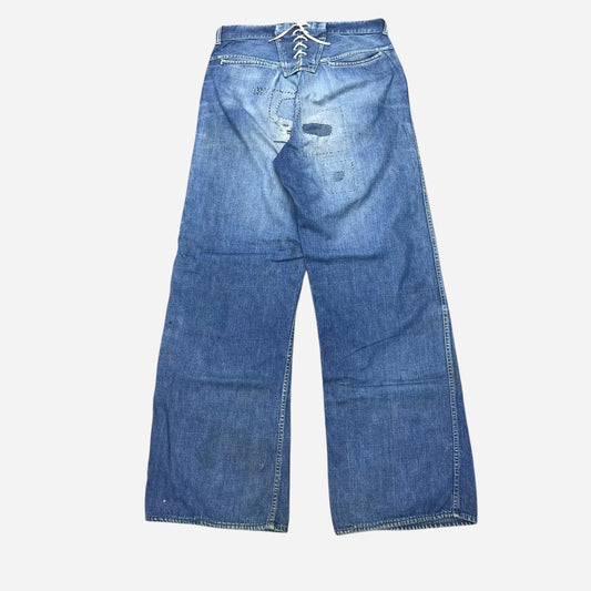 1940s Anvil lace back wide leg denim jeans (32w)