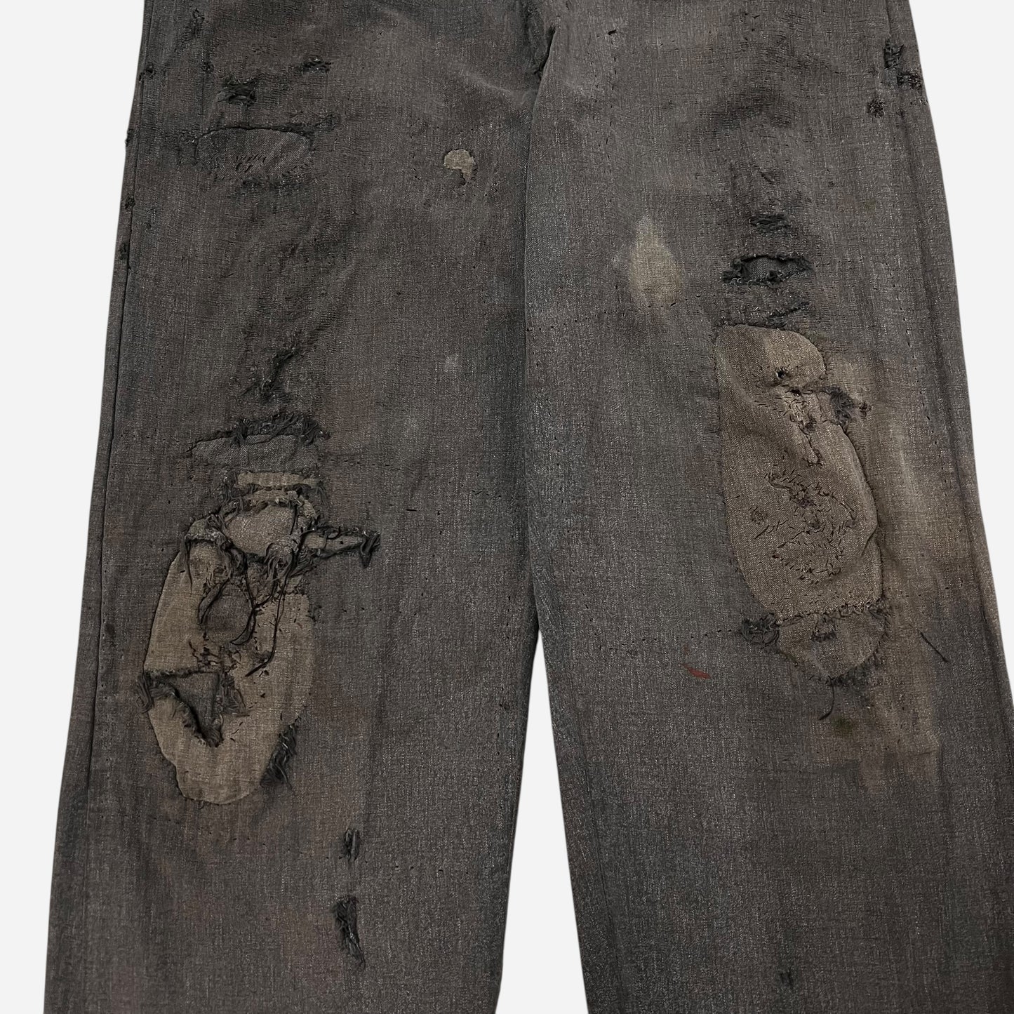 1950s Big Mac heavily repaired salt & pepper work pants (35w)